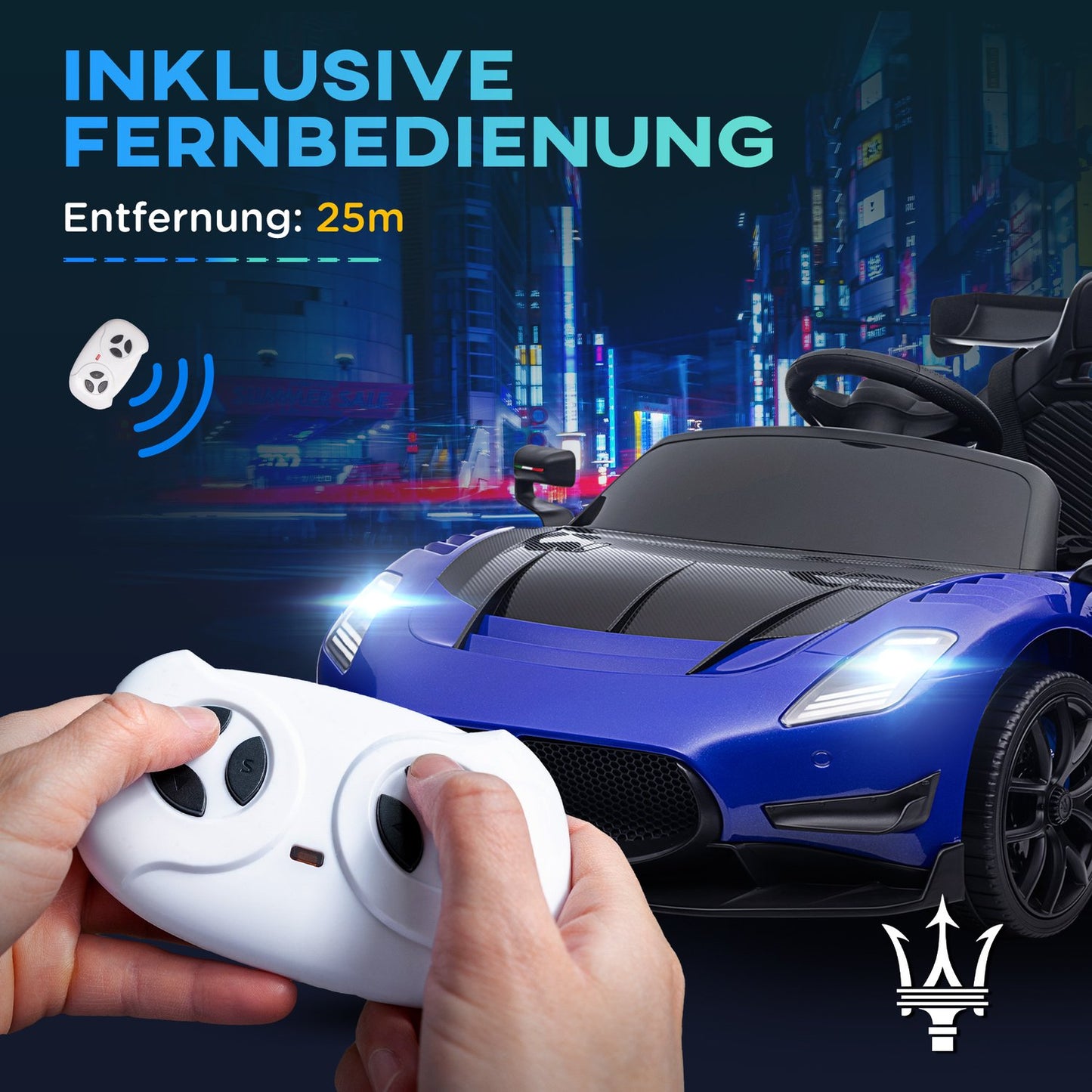 Children's 12V electric car with remote control, light, blue
