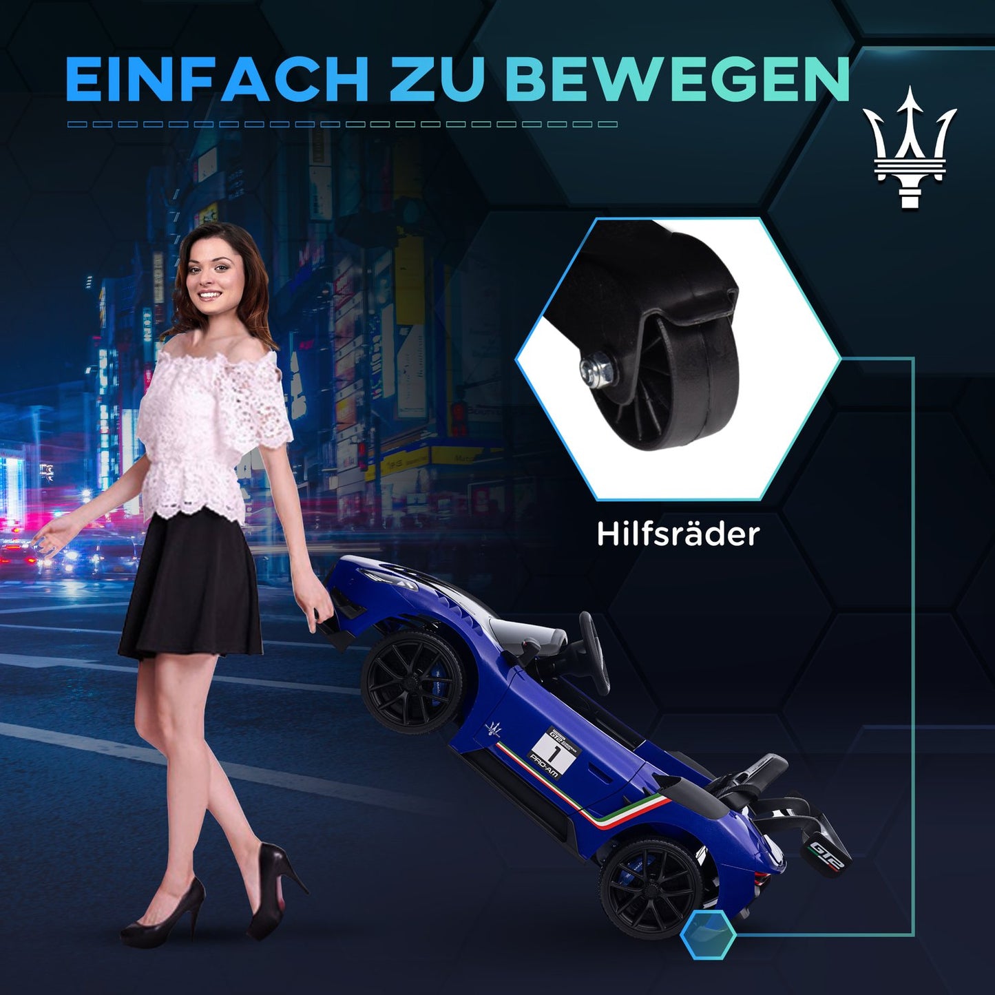 Children's 12V electric car with remote control, light, blue