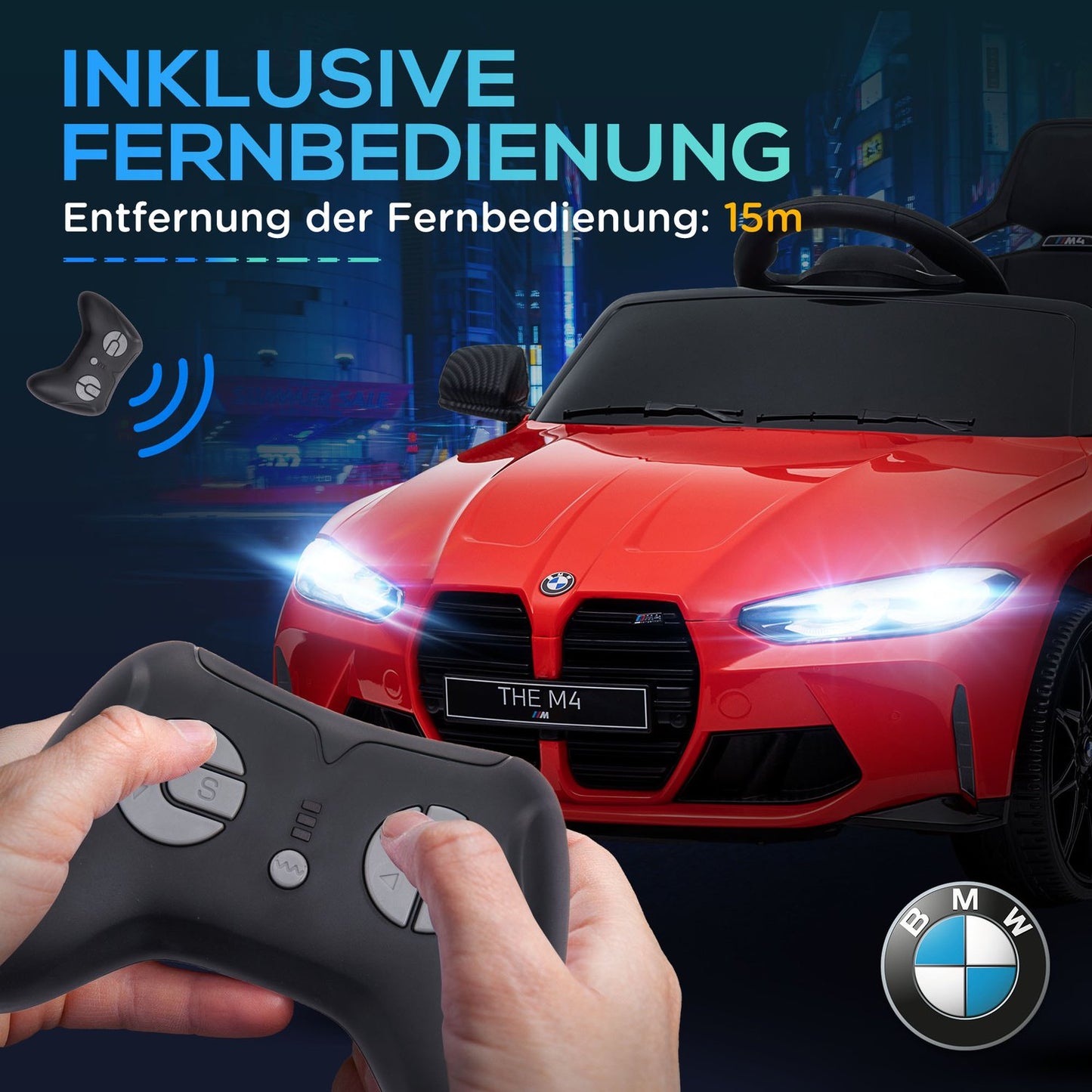 12V children's car with remote control, LED lights, MP3, for ages 3-5