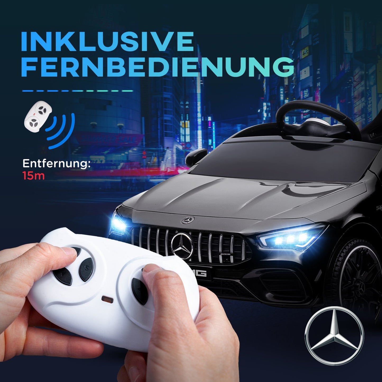 12V electric car for children with remote control, lights, music, black
