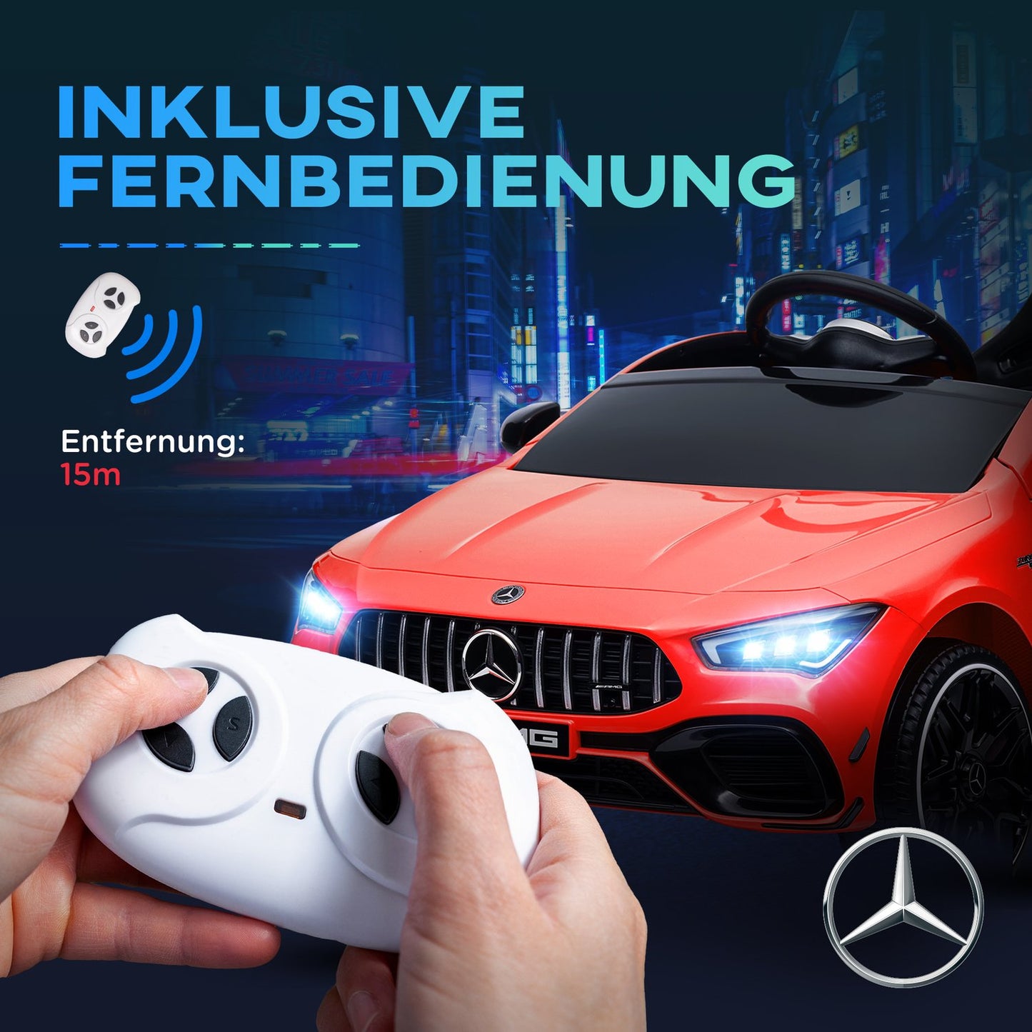 Children's 12V electric car with remote control & music, red