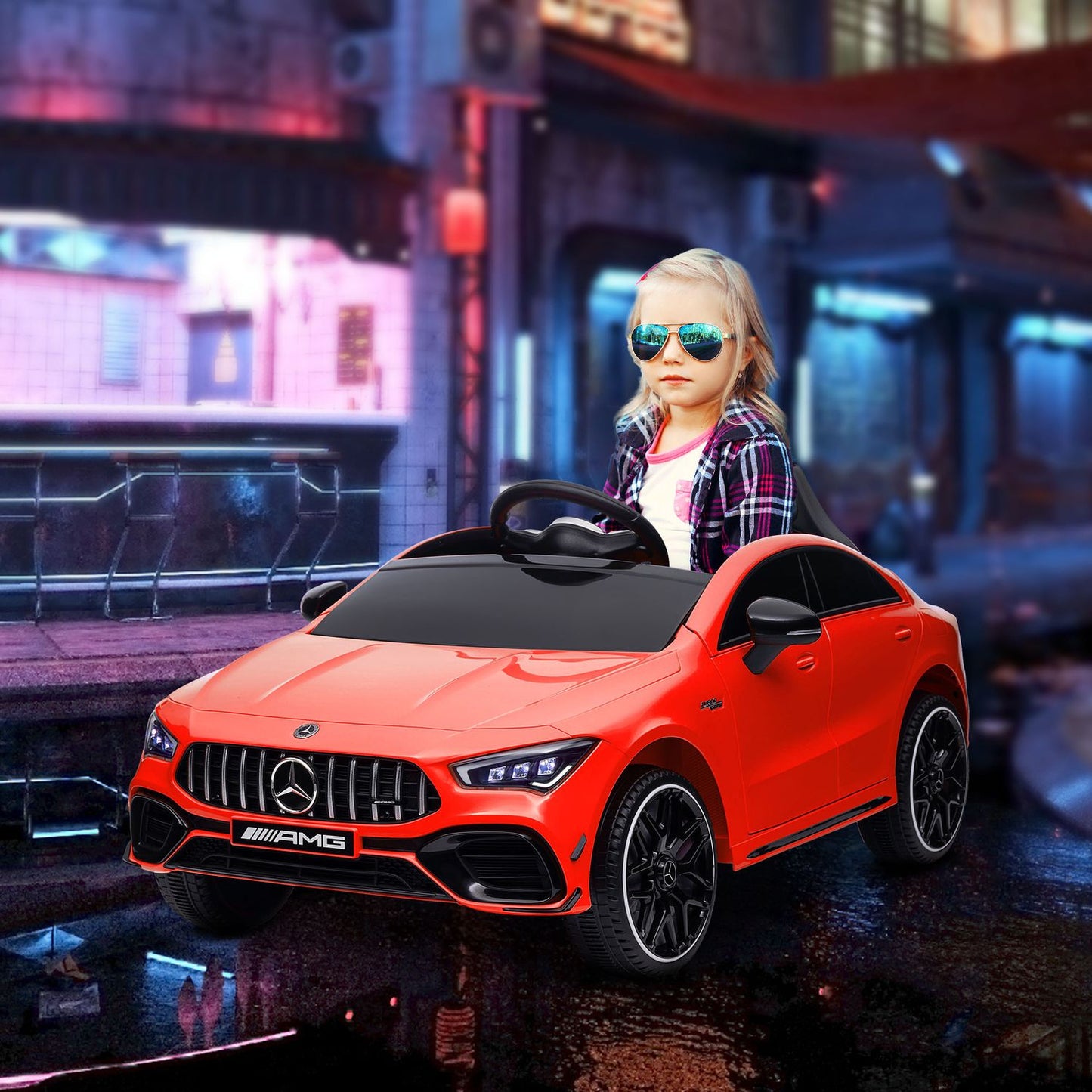 Children's 12V electric car with remote control & music, red