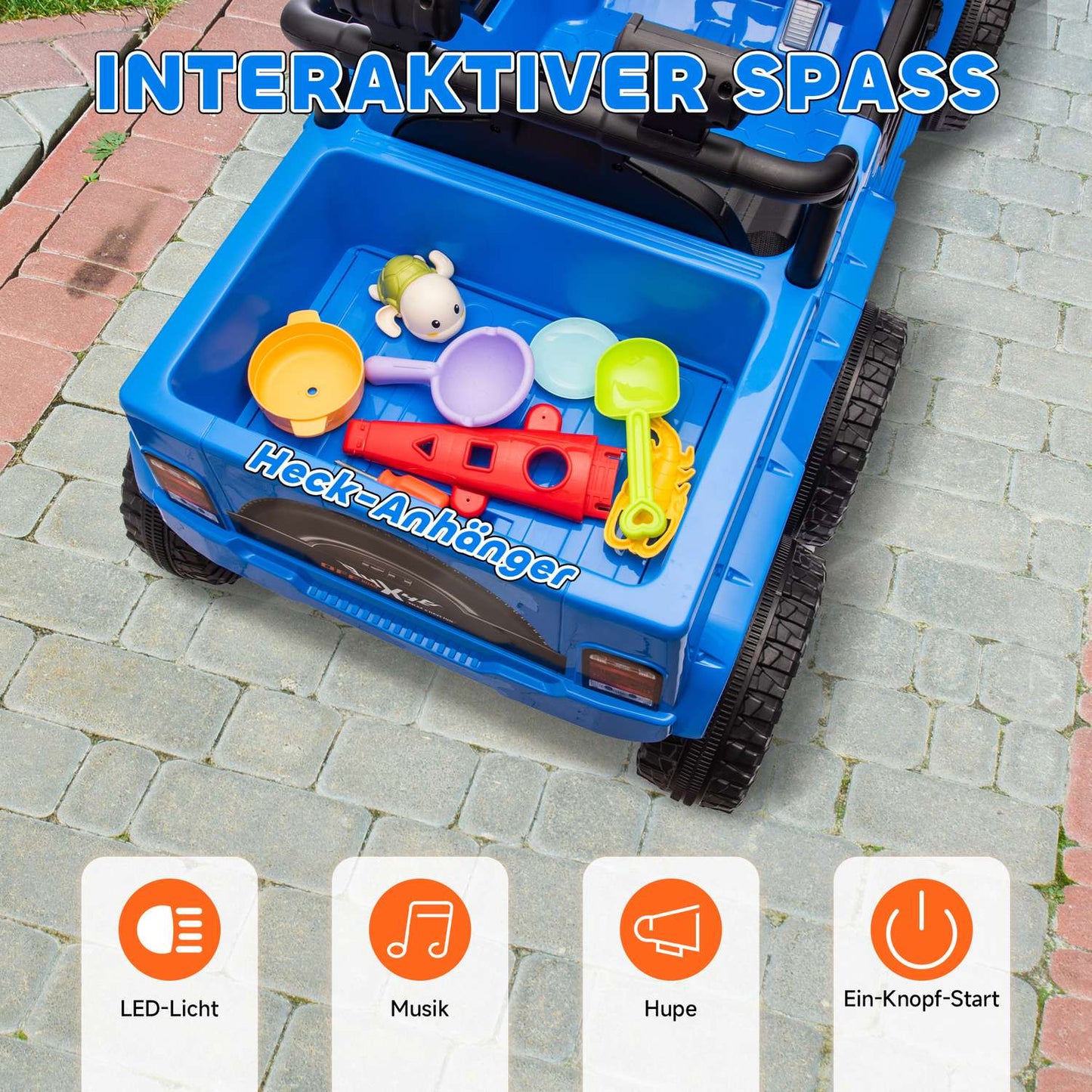 Children's 12V electric off-road vehicle with remote control and LED light