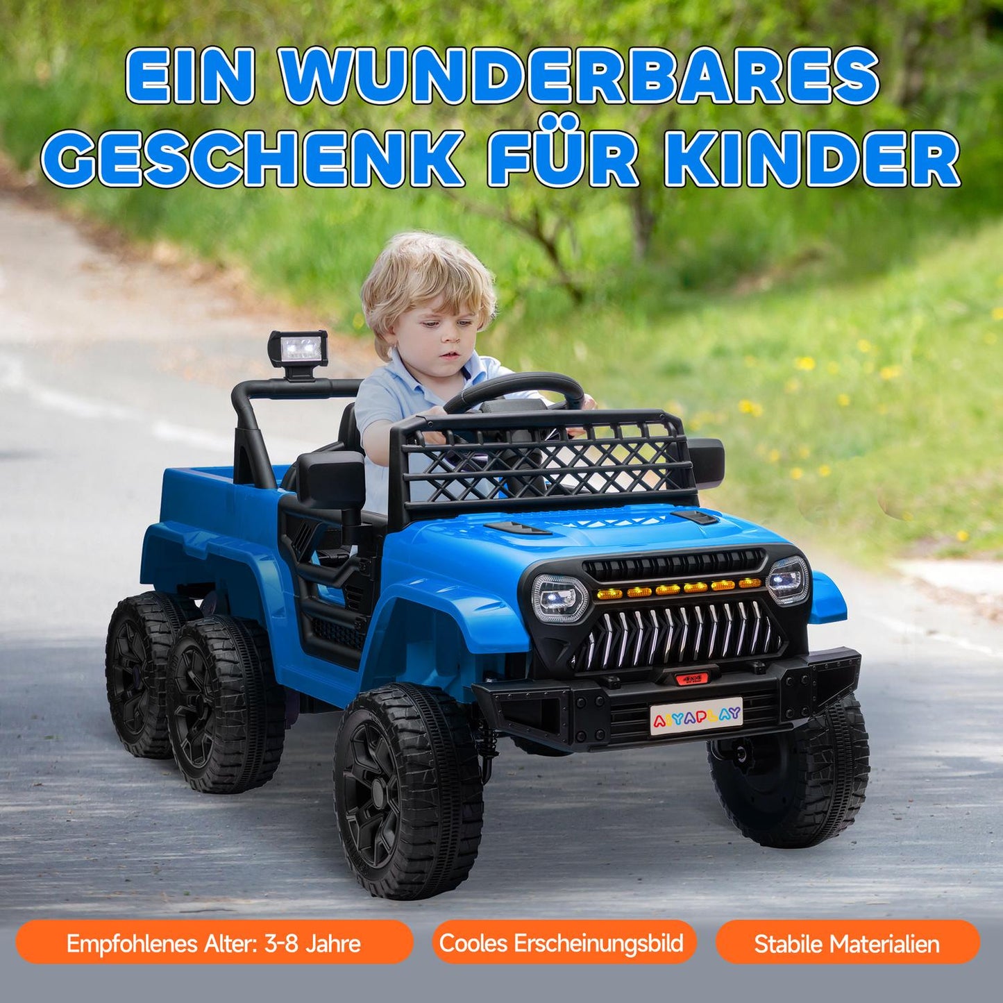 Children's 12V electric off-road vehicle with remote control and LED light