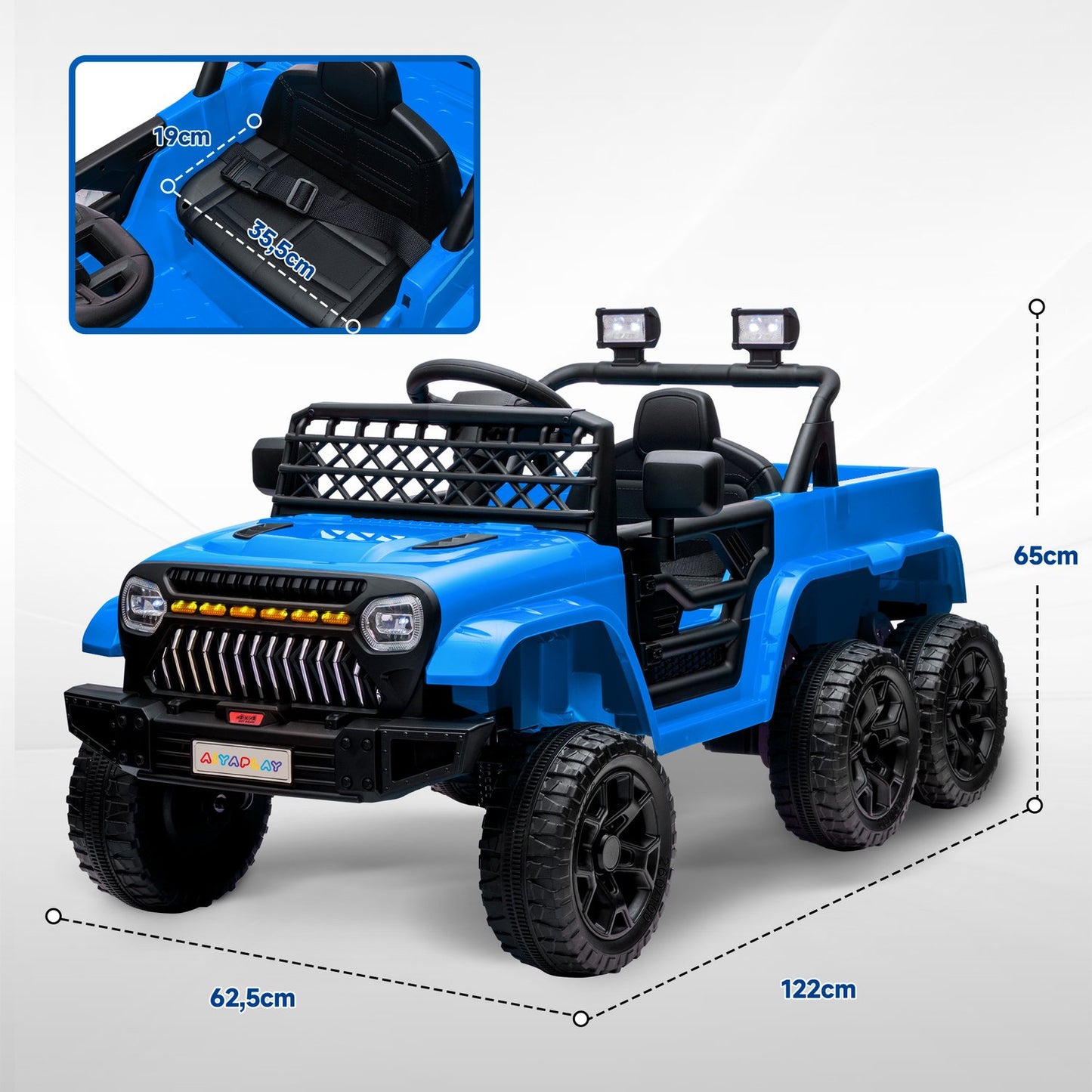 Children's 12V electric off-road vehicle with remote control and LED light