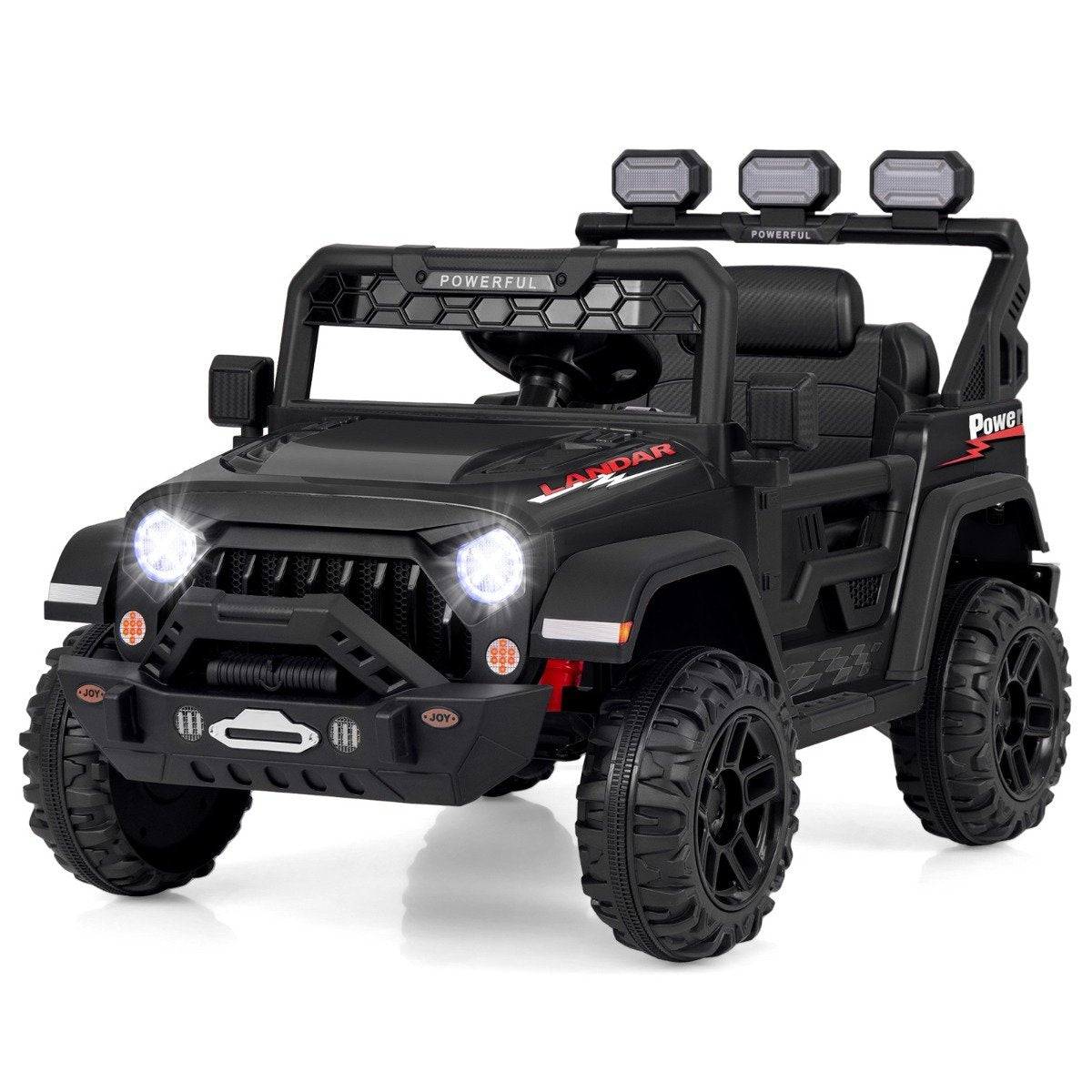 Children's electric car with 2.4G remote control &amp; USB &amp; Light &amp; Music 12V Children's Car Jeep Car Black