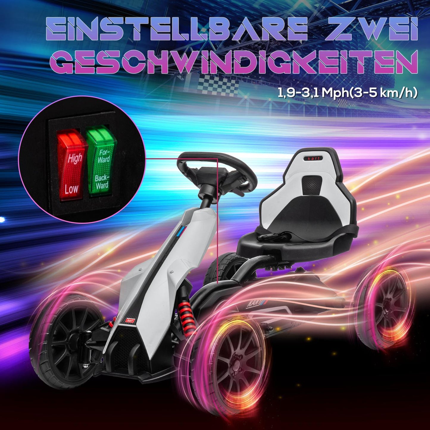 Electric Drift Go-Kart for children, 12V, 3-8 years, White