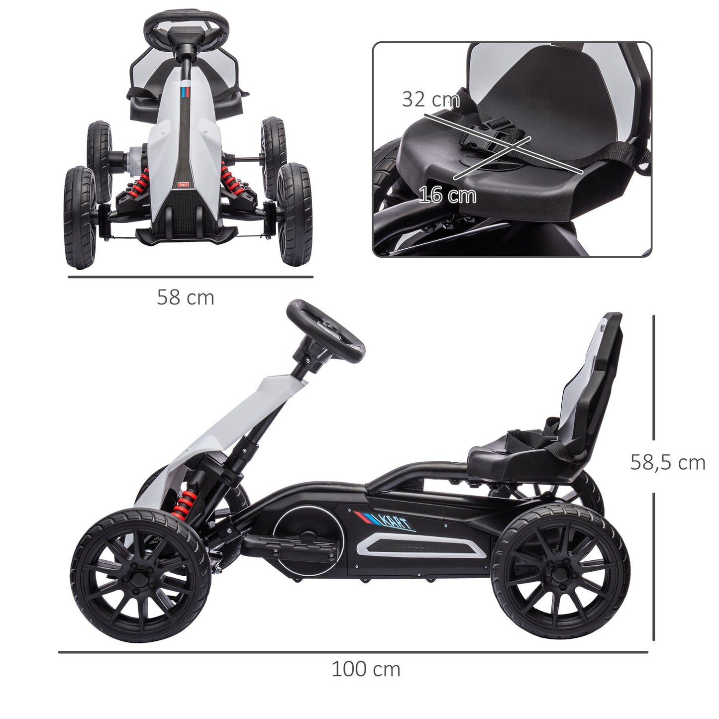 Electric Drift Go-Kart for children, 12V, 3-8 years, White