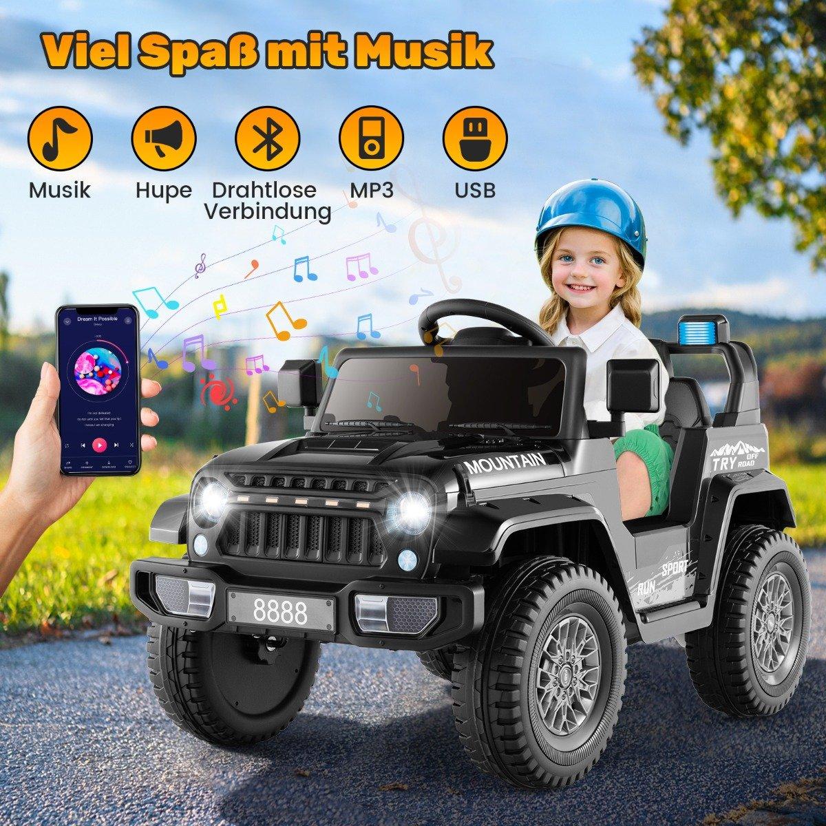Children's electric jeep with double motor &amp; Slow start &amp; 4-spring suspension ride-on car black