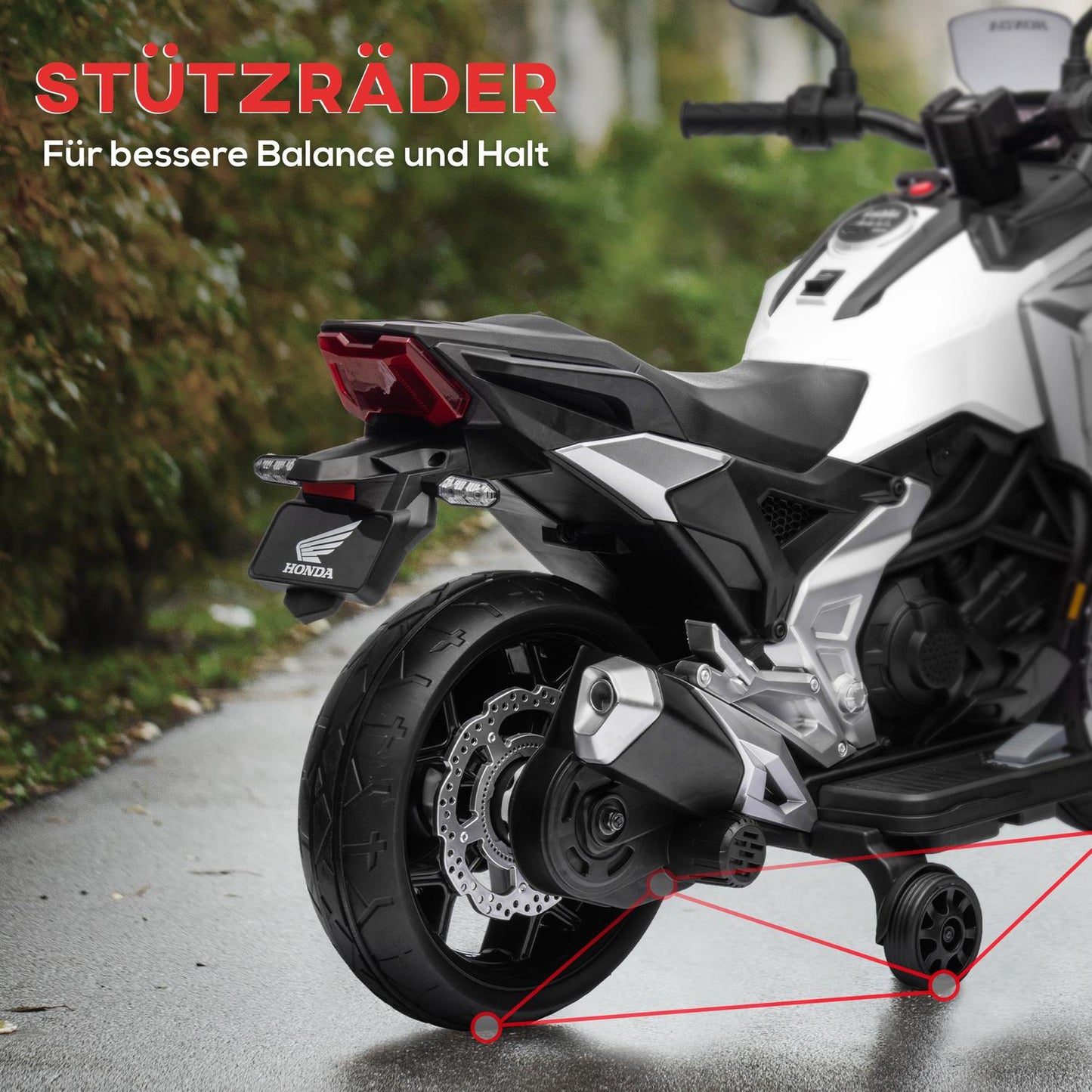 Children's 12V electric motorcycle, USB, LED, White
