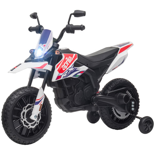 Children's 12V electric motorcycle with music, 6 km/h, White