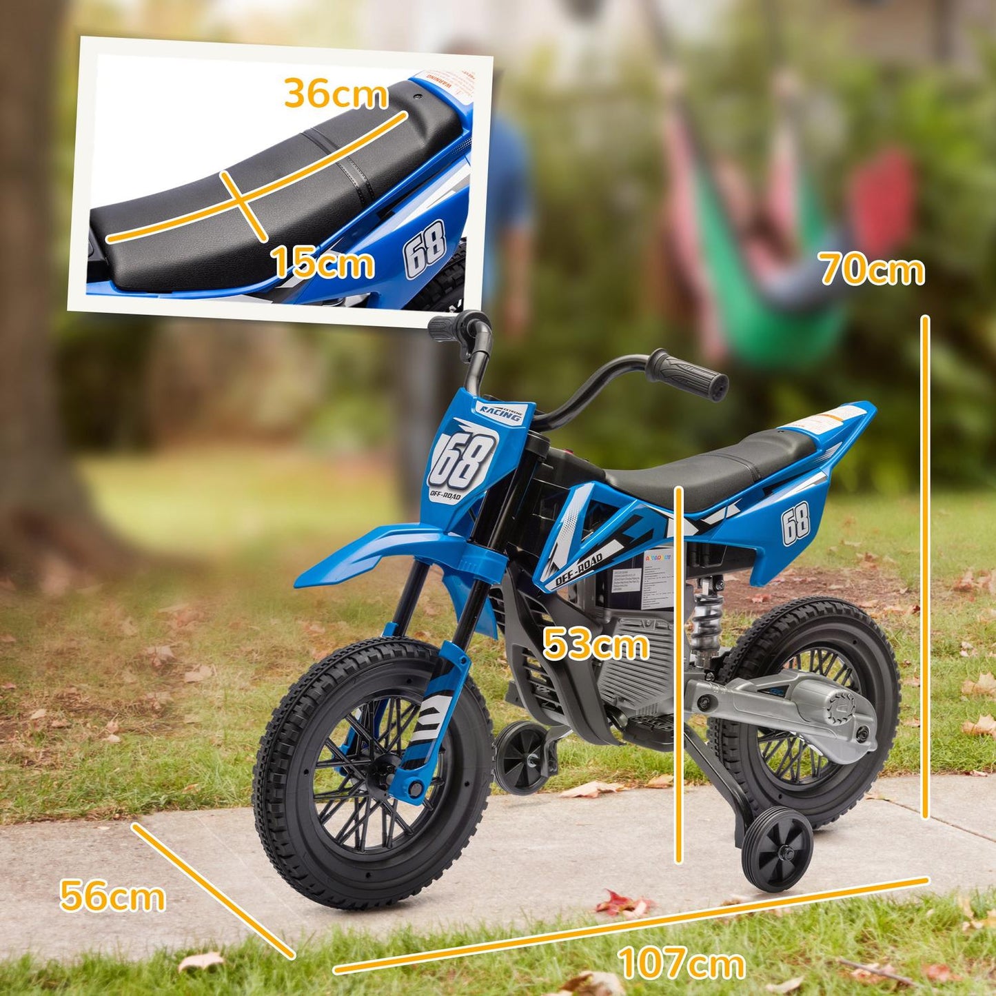 Electric motorcycle for children, 12V, music, 3-6 years, blue