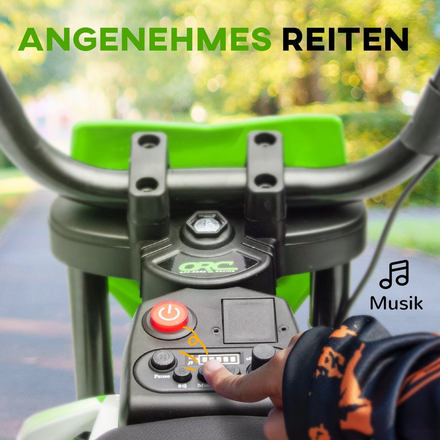 Electric motorcycle for children, 12V, music, 3-6 years, green