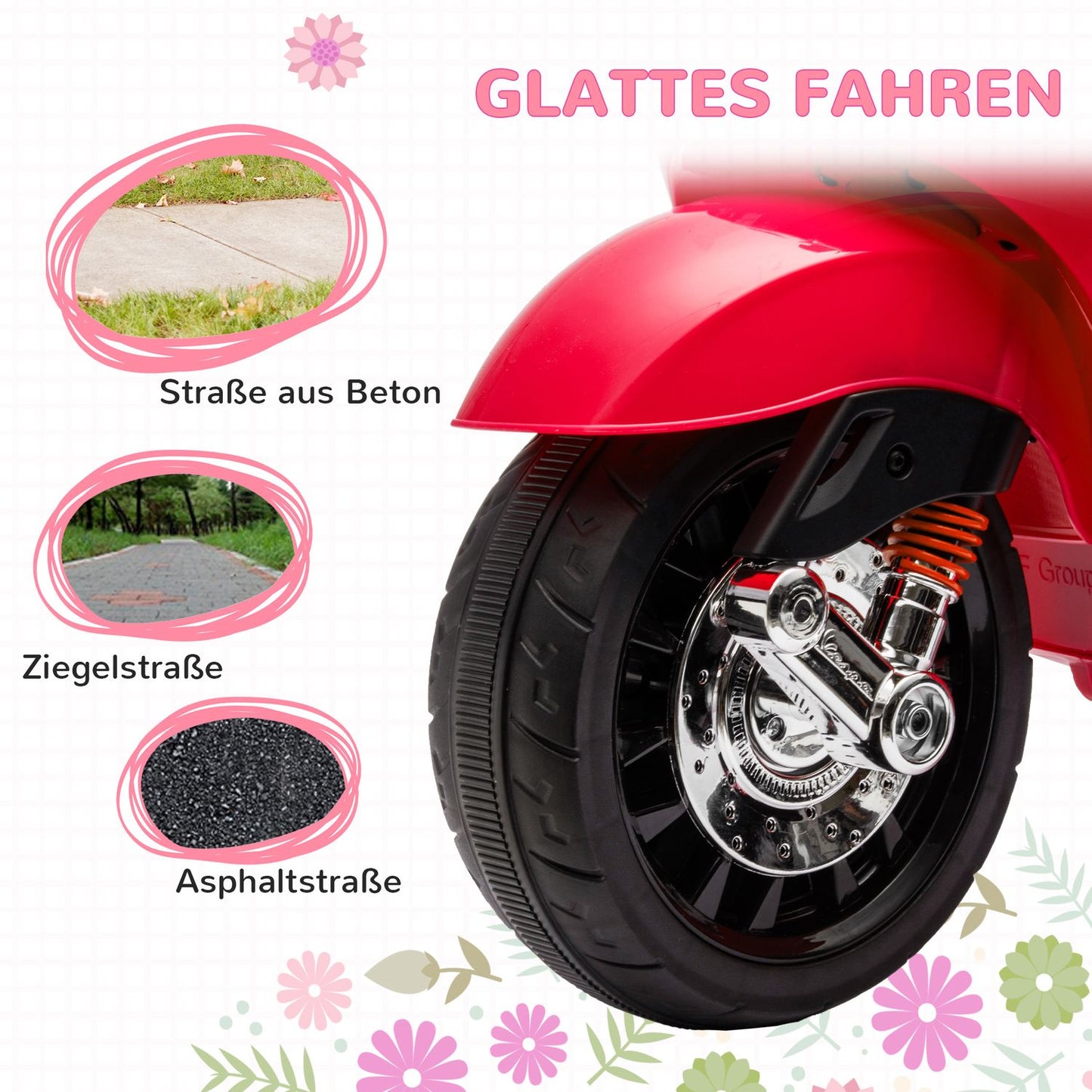 Electric motorcycle for children, 6V, MP3 & LED lights, red