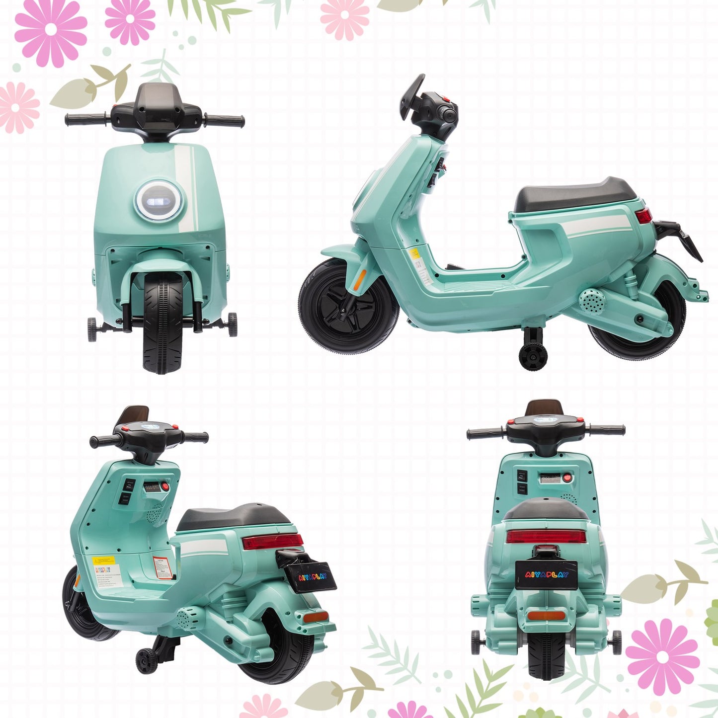 Electric motorcycle for children 6V with music and light, green