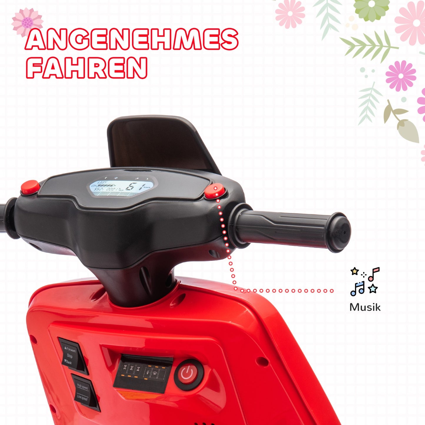 Electric motorcycle for children, 6V, music & light, red