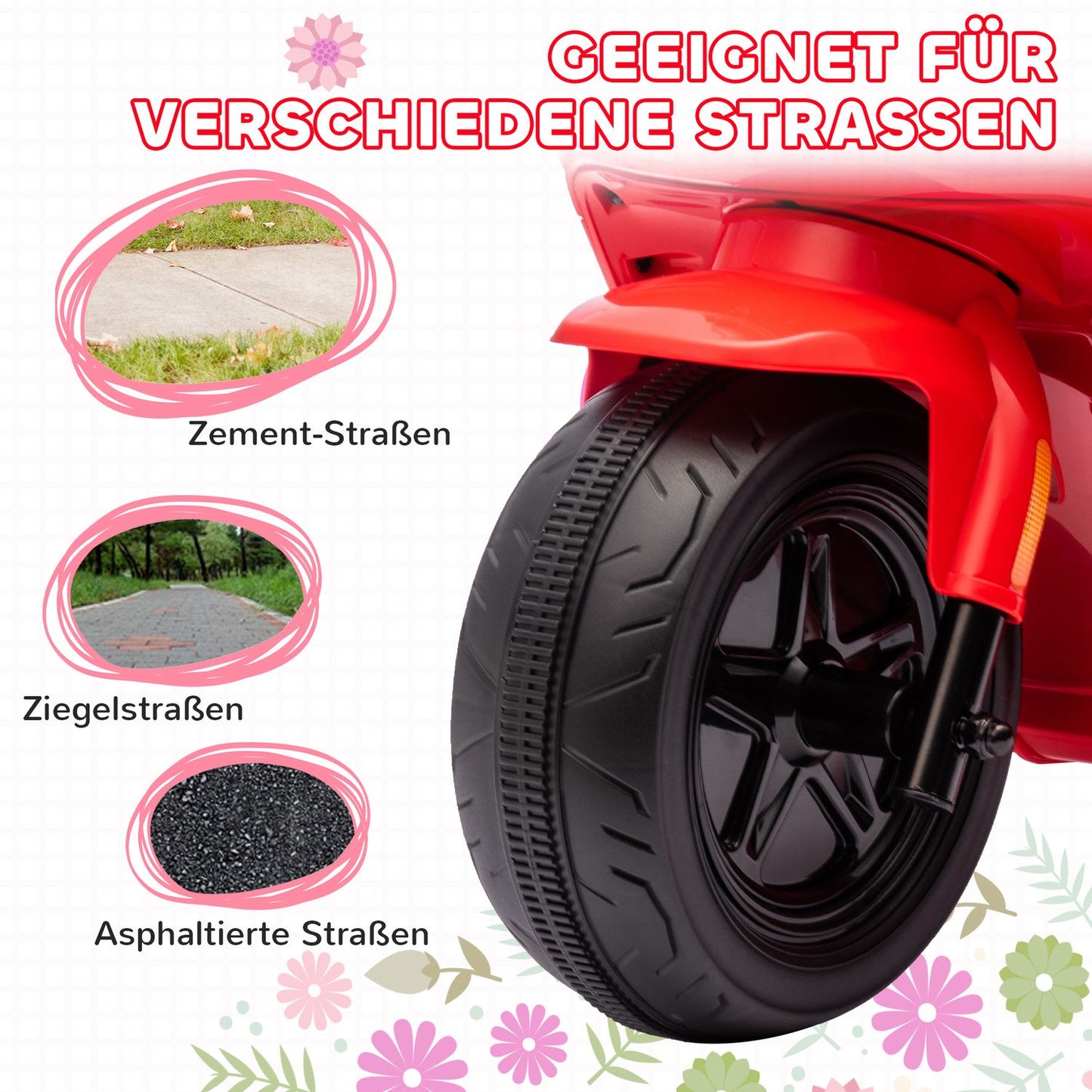 Electric motorcycle for children, 6V, music & light, red