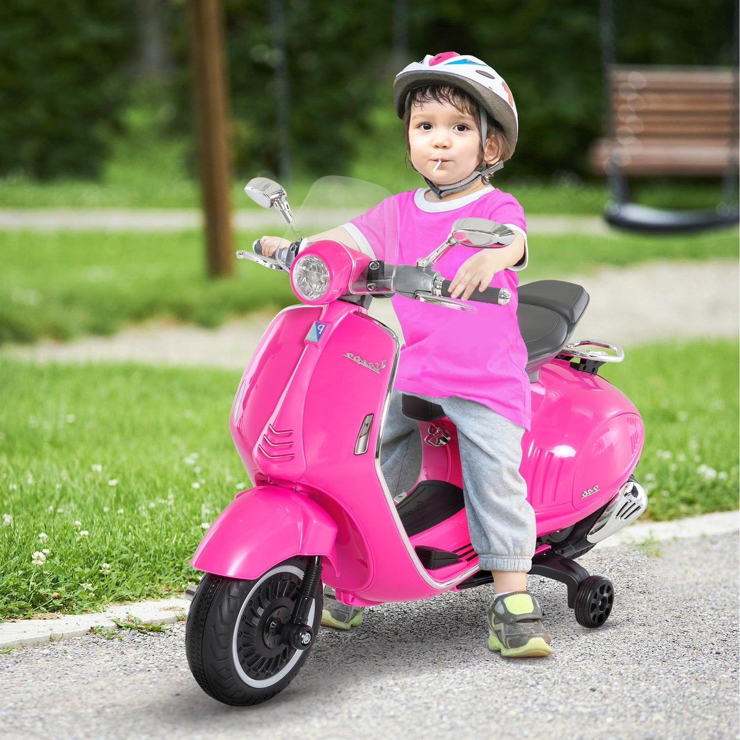 Pink 6V electric motorcycle for children with lights and music