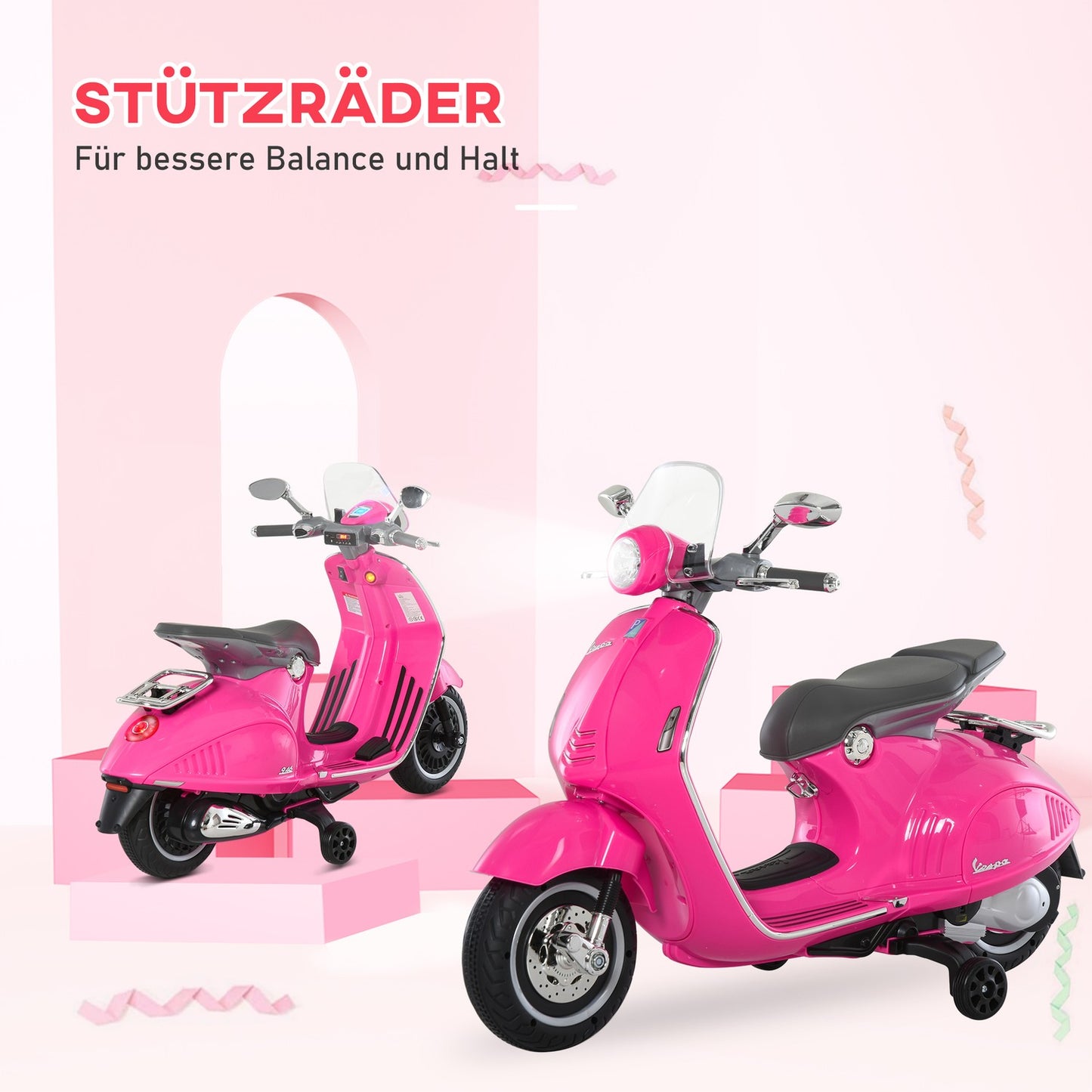 Pink 6V electric motorcycle for children with lights and music