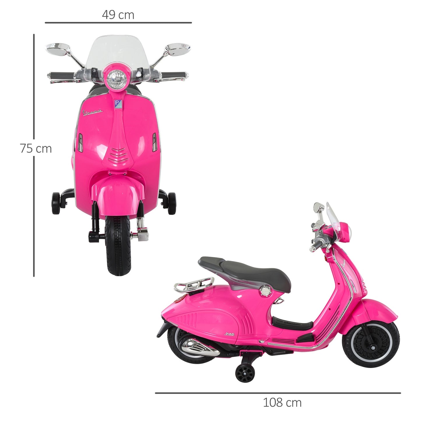 Pink 6V electric motorcycle for children with lights and music
