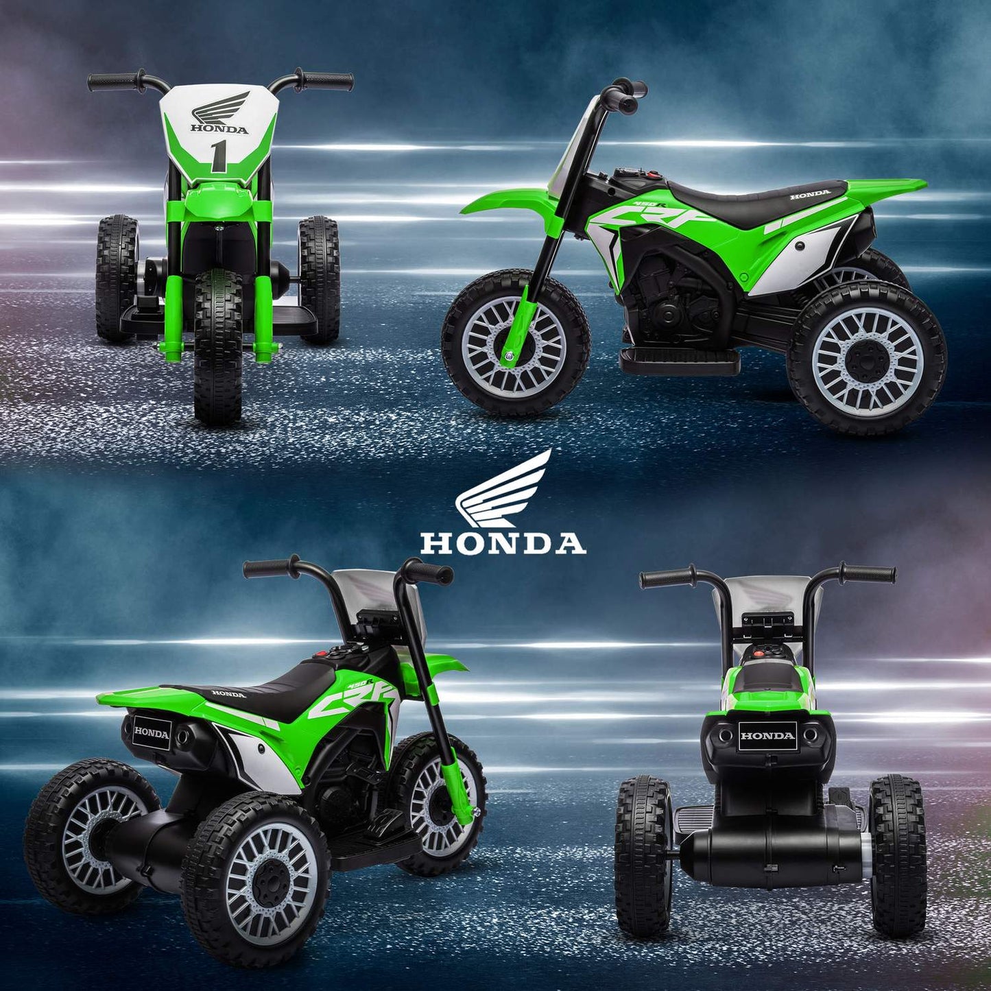 Electric motorcycle for children, green, 6V, with horn and music