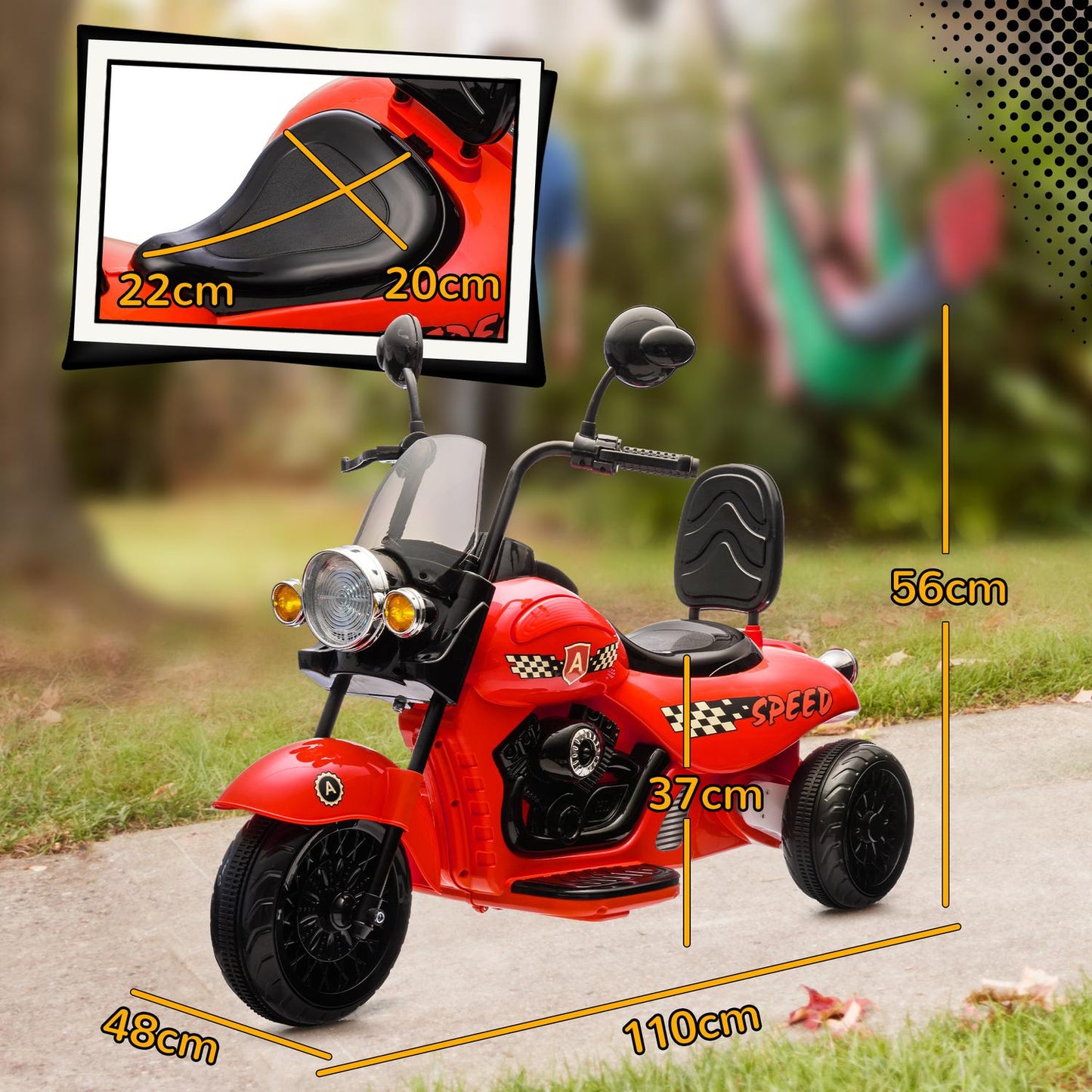 Electric motorcycle for children, LED, Music, 3-6 years, Red