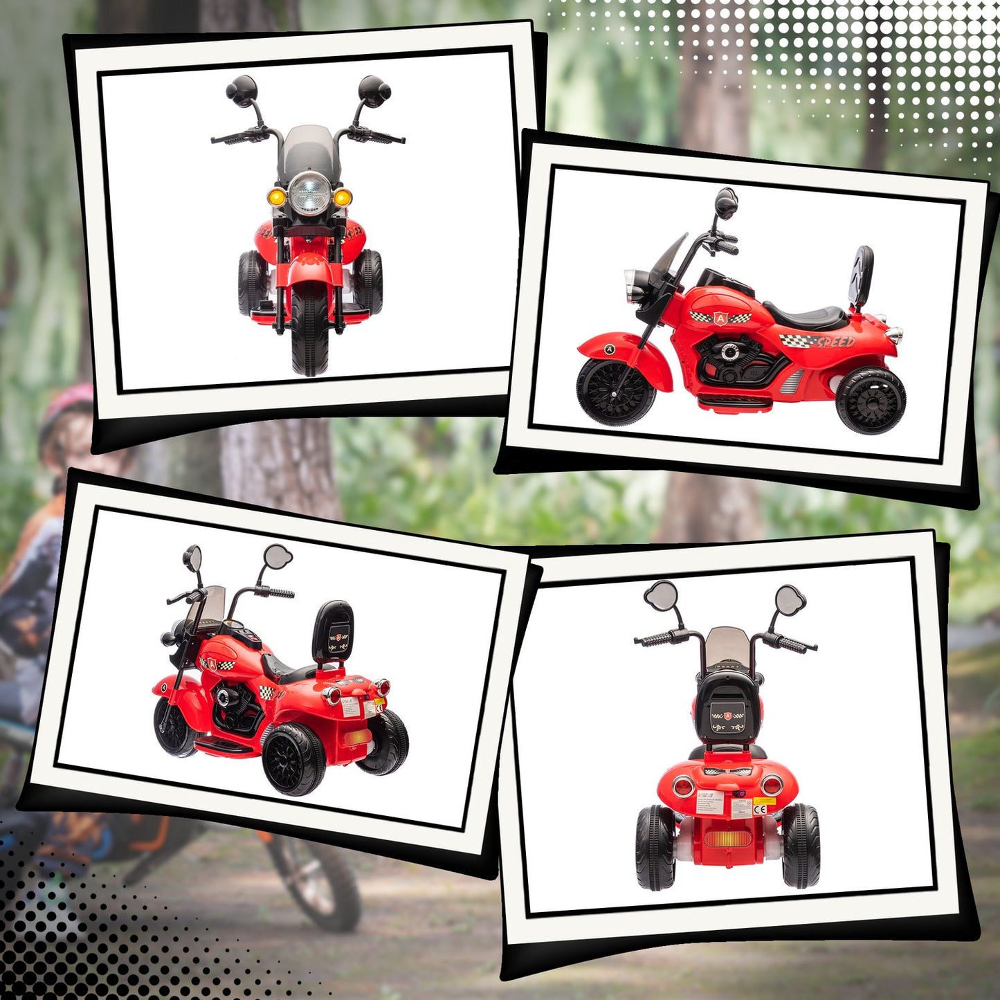 Electric motorcycle for children, LED, Music, 3-6 years, Red