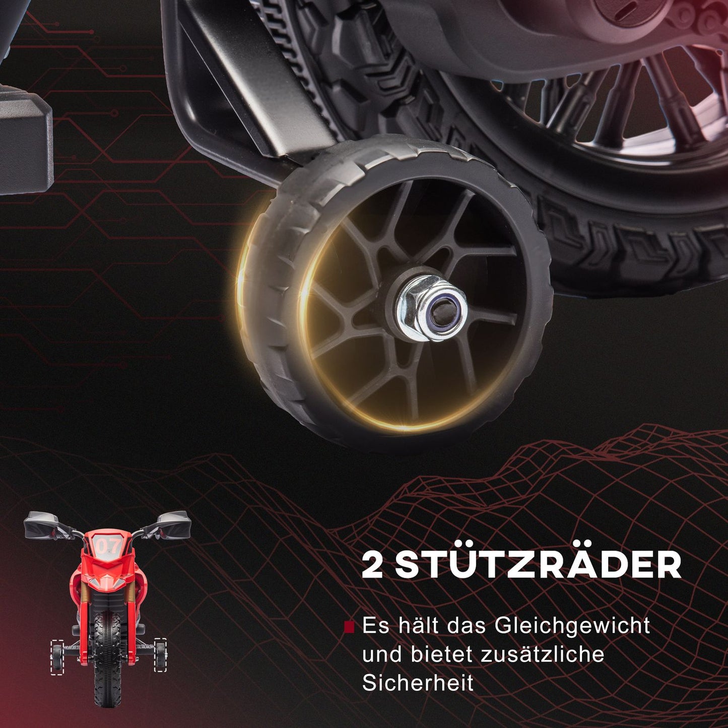 Children's 6V electric motorcycle, red, 3-8 years