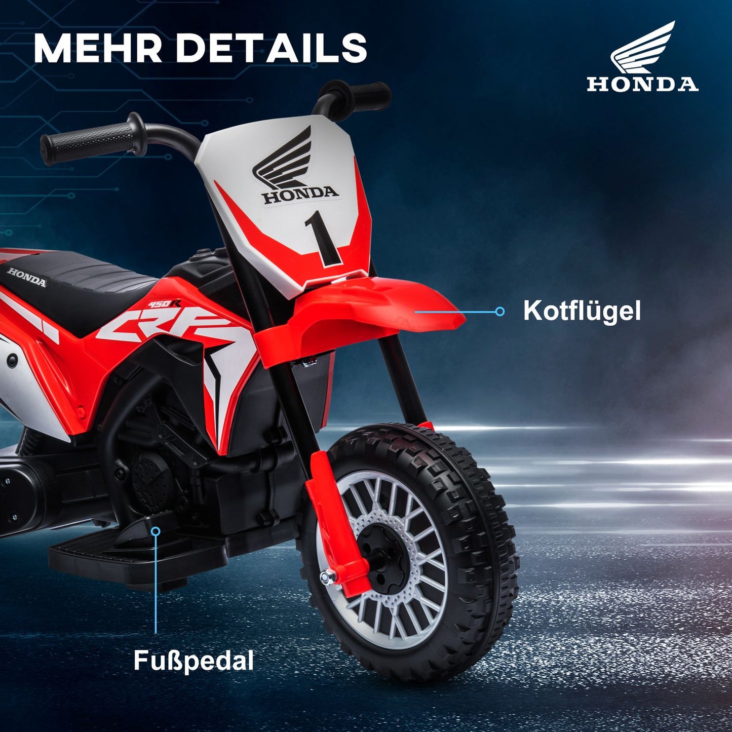 6V electric motorcycle for children with horn and music, red