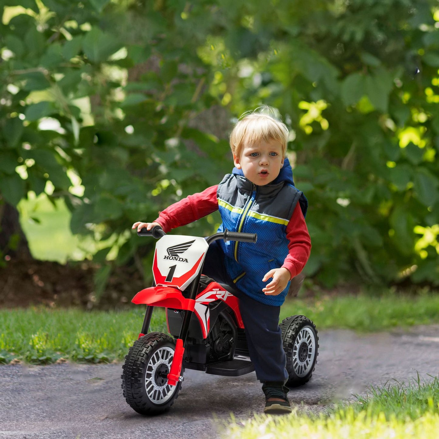 6V electric motorcycle for children with horn and music, red