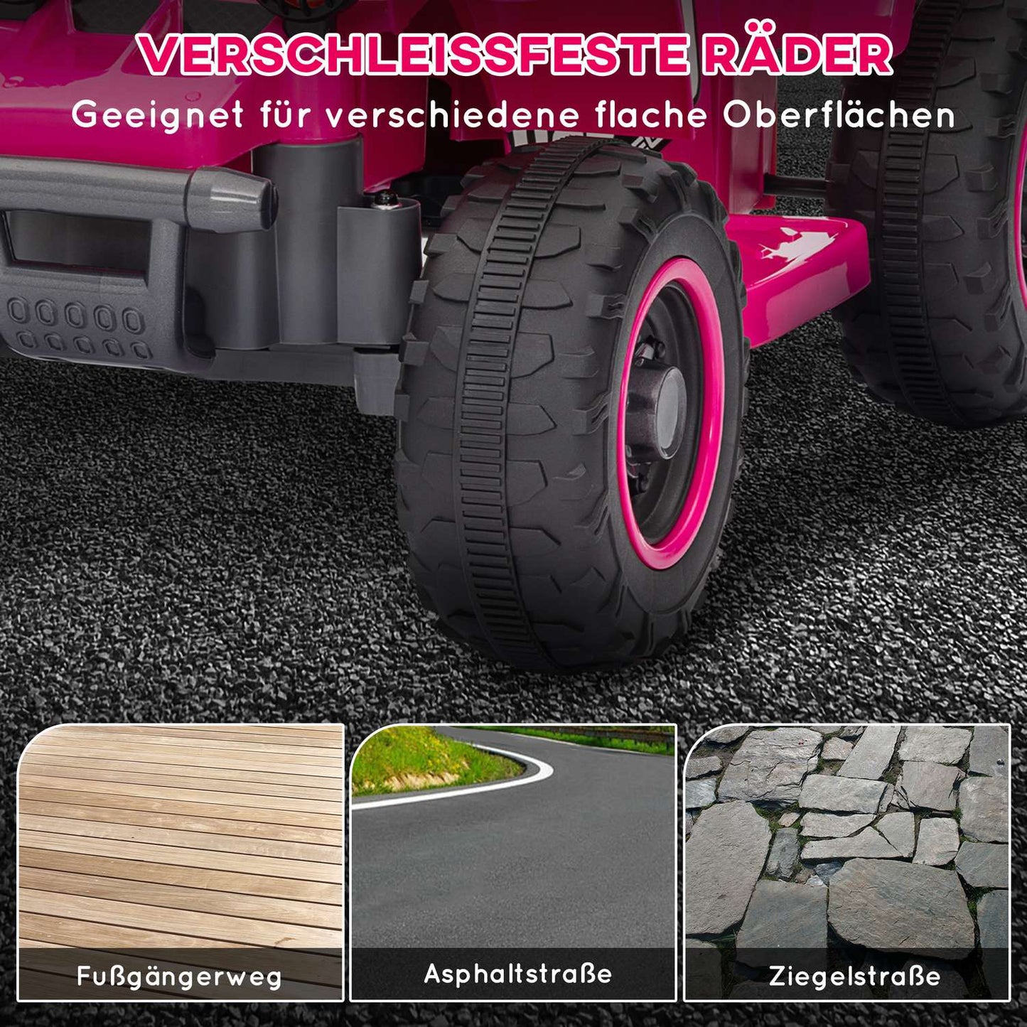Electric quad bike for children with LED and horn, pink, 1.5-3 years