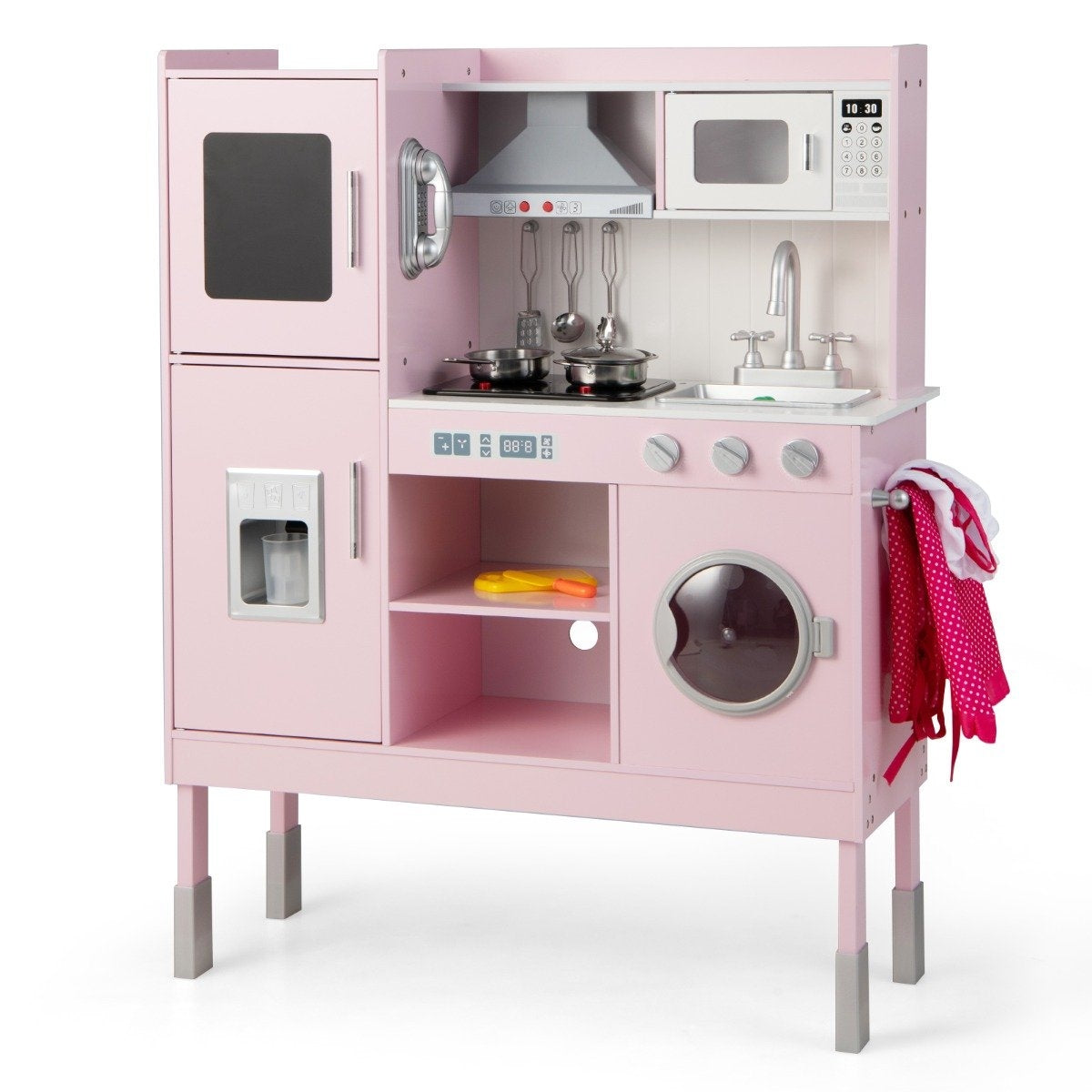 Children's kitchen made of wood with 16 play accessories for children aged 3 and over. 83 x 29 x 103 cm pink