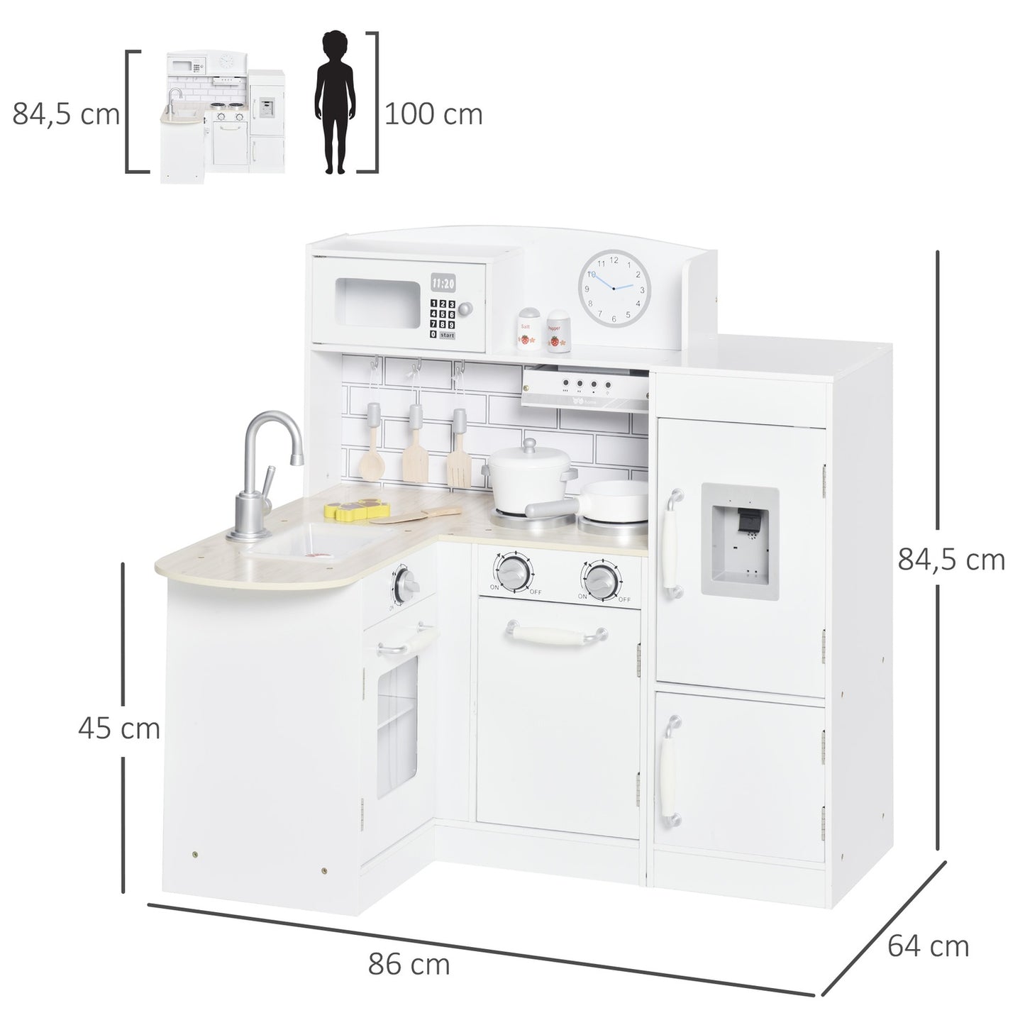 Children's kitchen playset with water dispenser and accessories