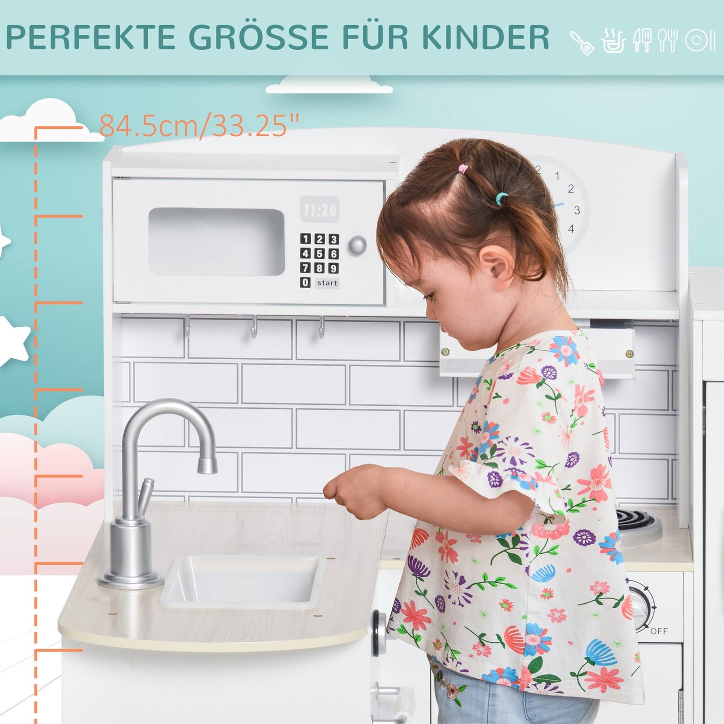 Children's kitchen playset with water dispenser and accessories