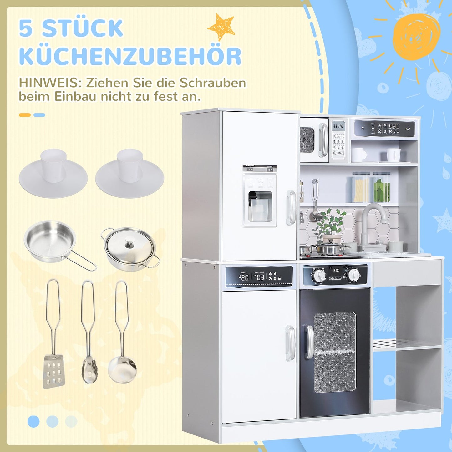 Children's kitchen play set with lights, sounds and accessories