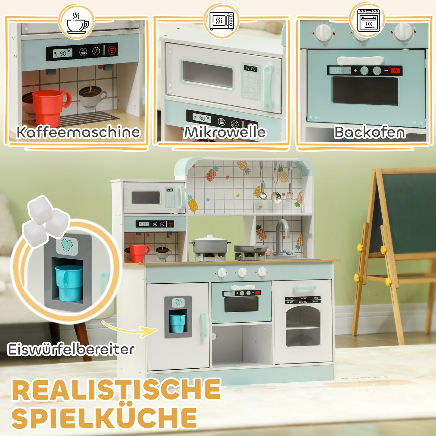 Children's kitchen play set - light, sound, accessories, white