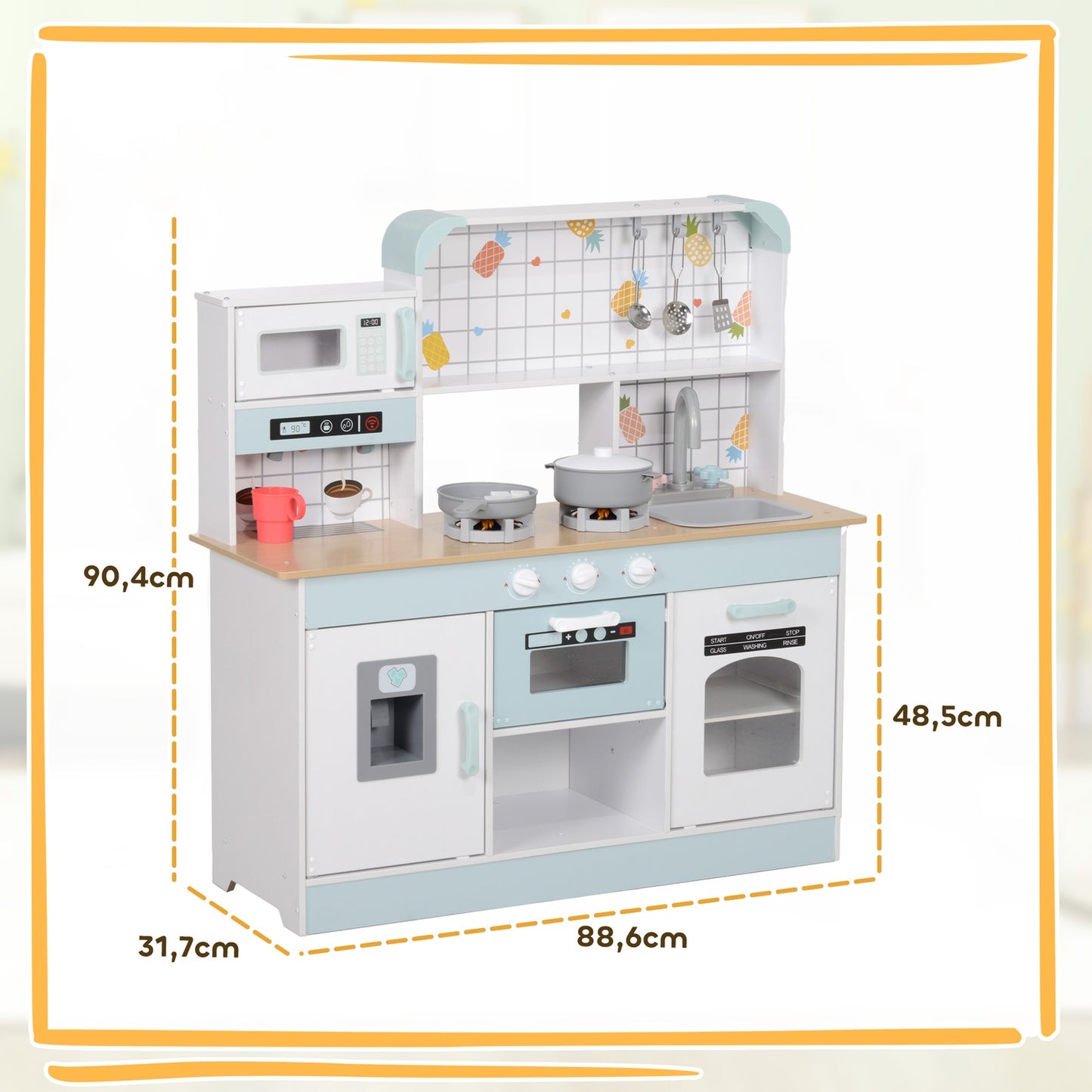 Children's kitchen play set - light, sound, accessories, white