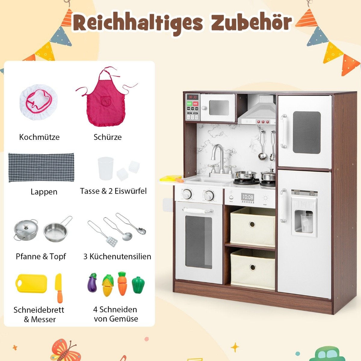 Children's kitchen playset modern toy kitchen with attractive lights coffee