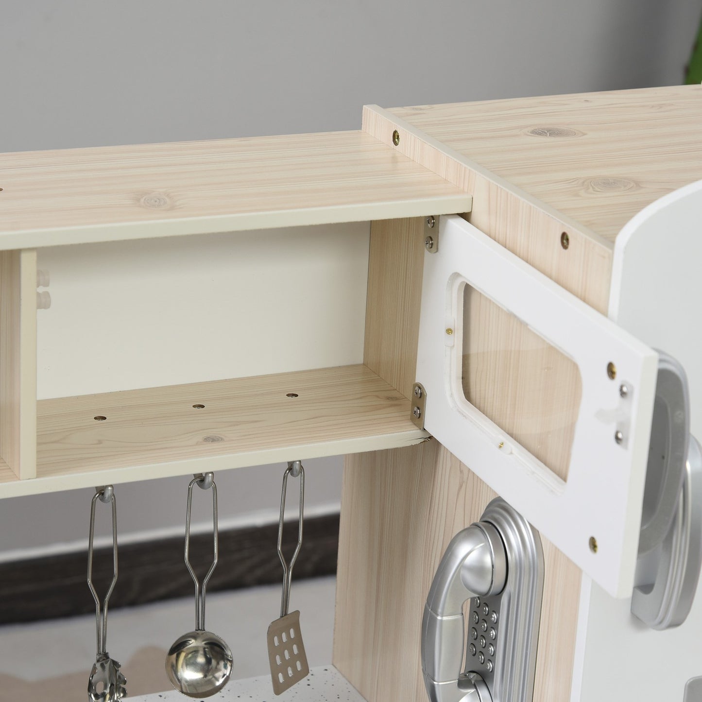 Toy kitchen with accessories, Pine & MDF, 3 years+, White