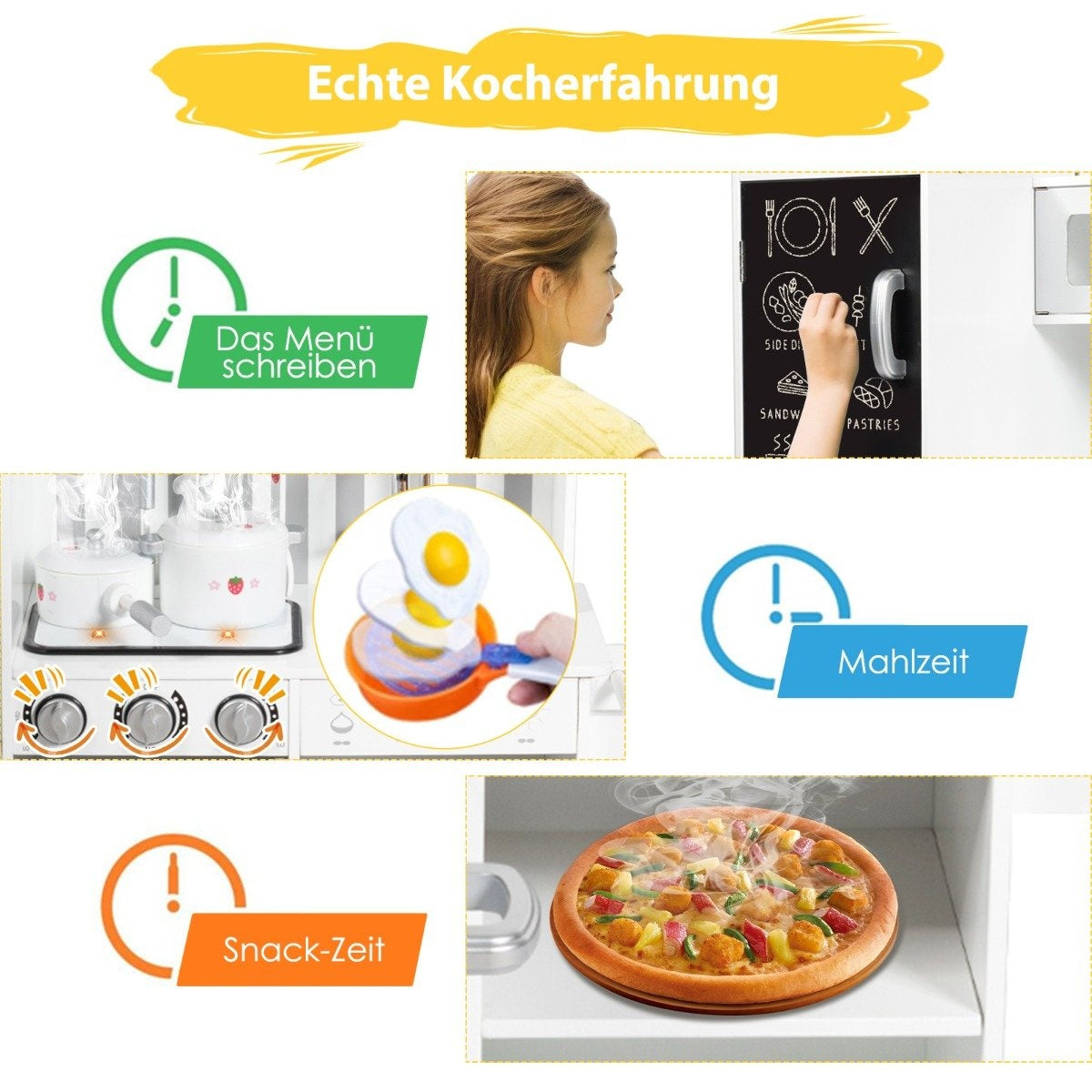Children's kitchen with blackboard & simulated sounds 83 x 32 x 80 cm white