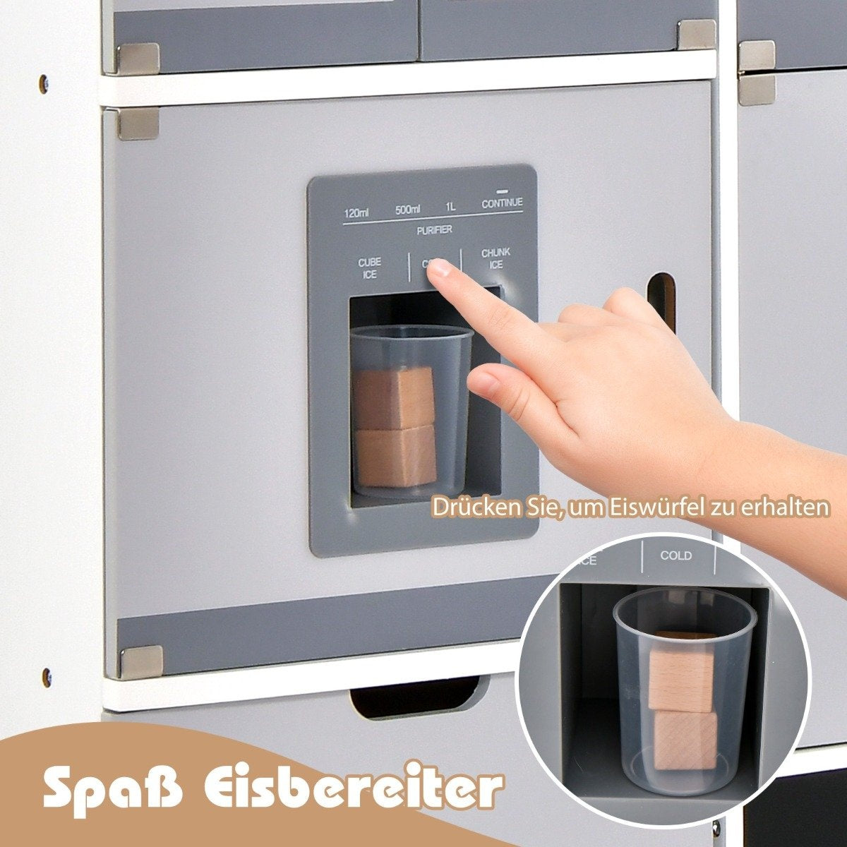 Children's kitchen with separable refrigerator & lights & music & sound & 12 accessories refrigerator