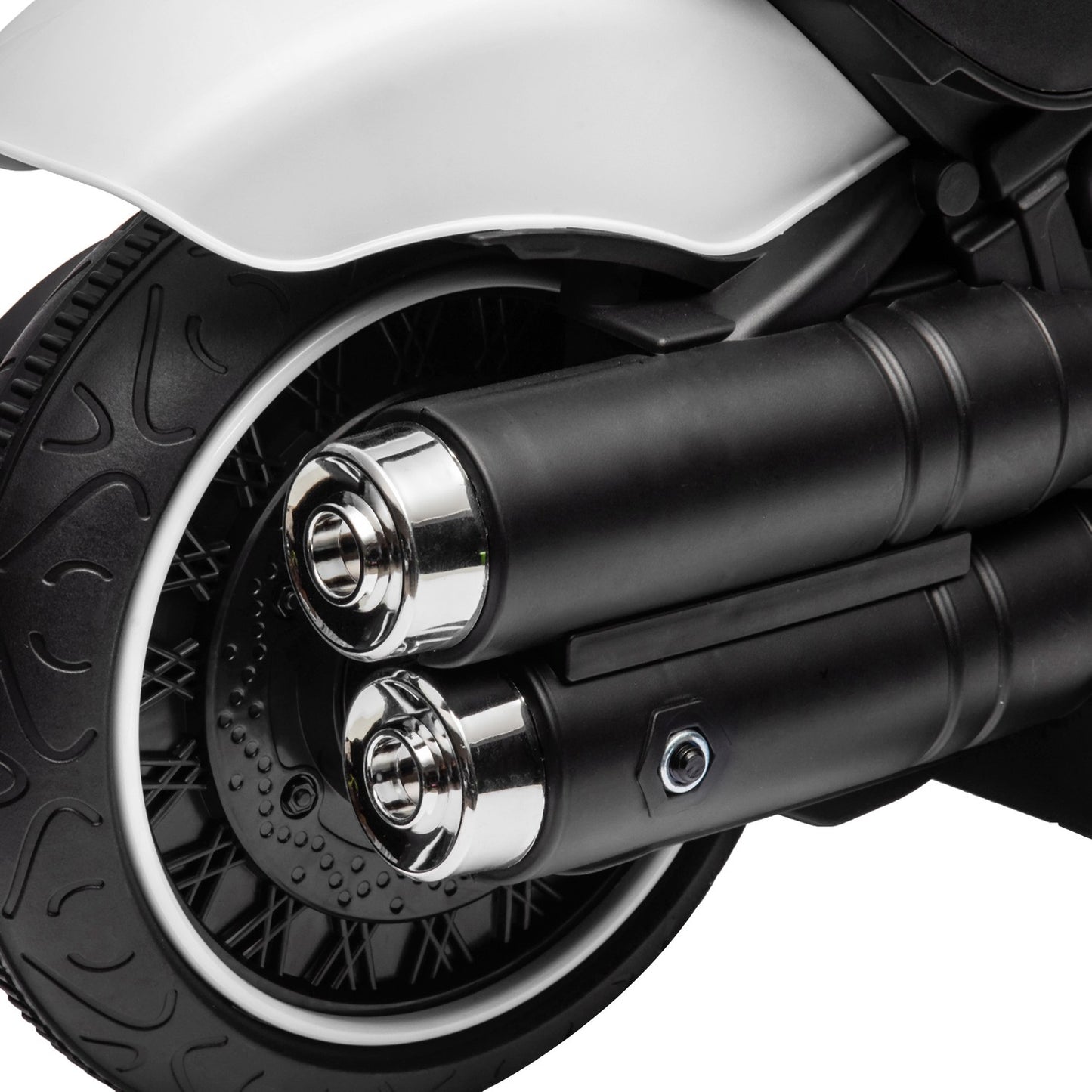 Electric motorcycle for children with support wheels, white