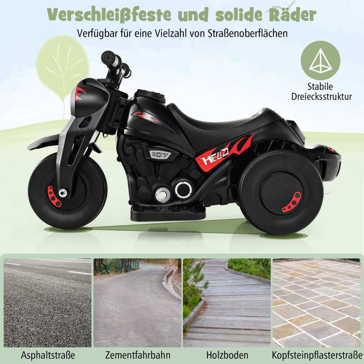 Children's motorcycle with bubble machine & music & LED headlight children's motorcycle black