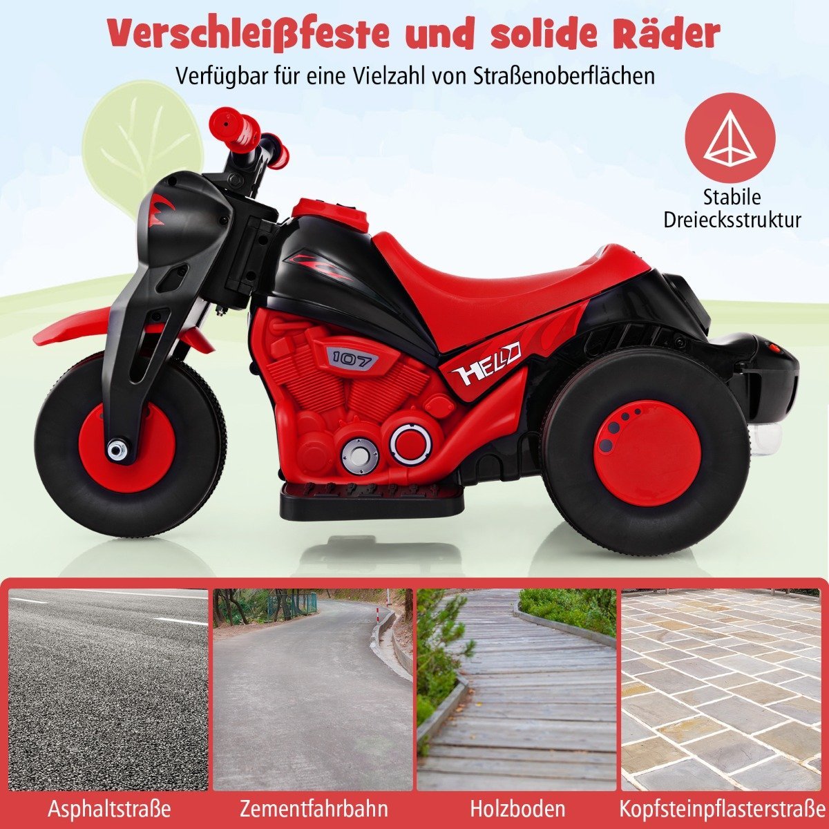 Children's motorcycle with bubble machine & music & LED headlights children's motorcycle red