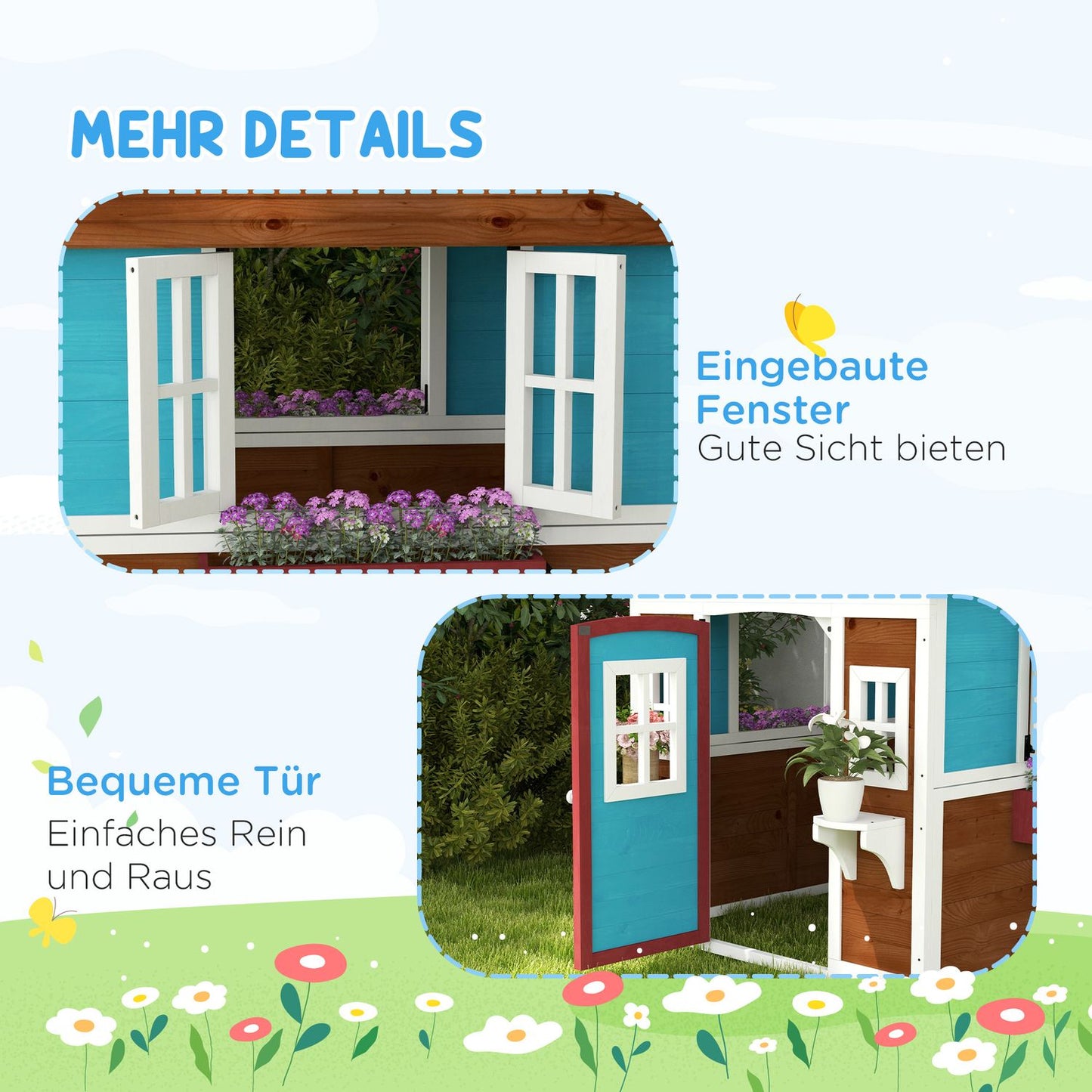 Wooden playhouse – Outdoor fun with window and plant box