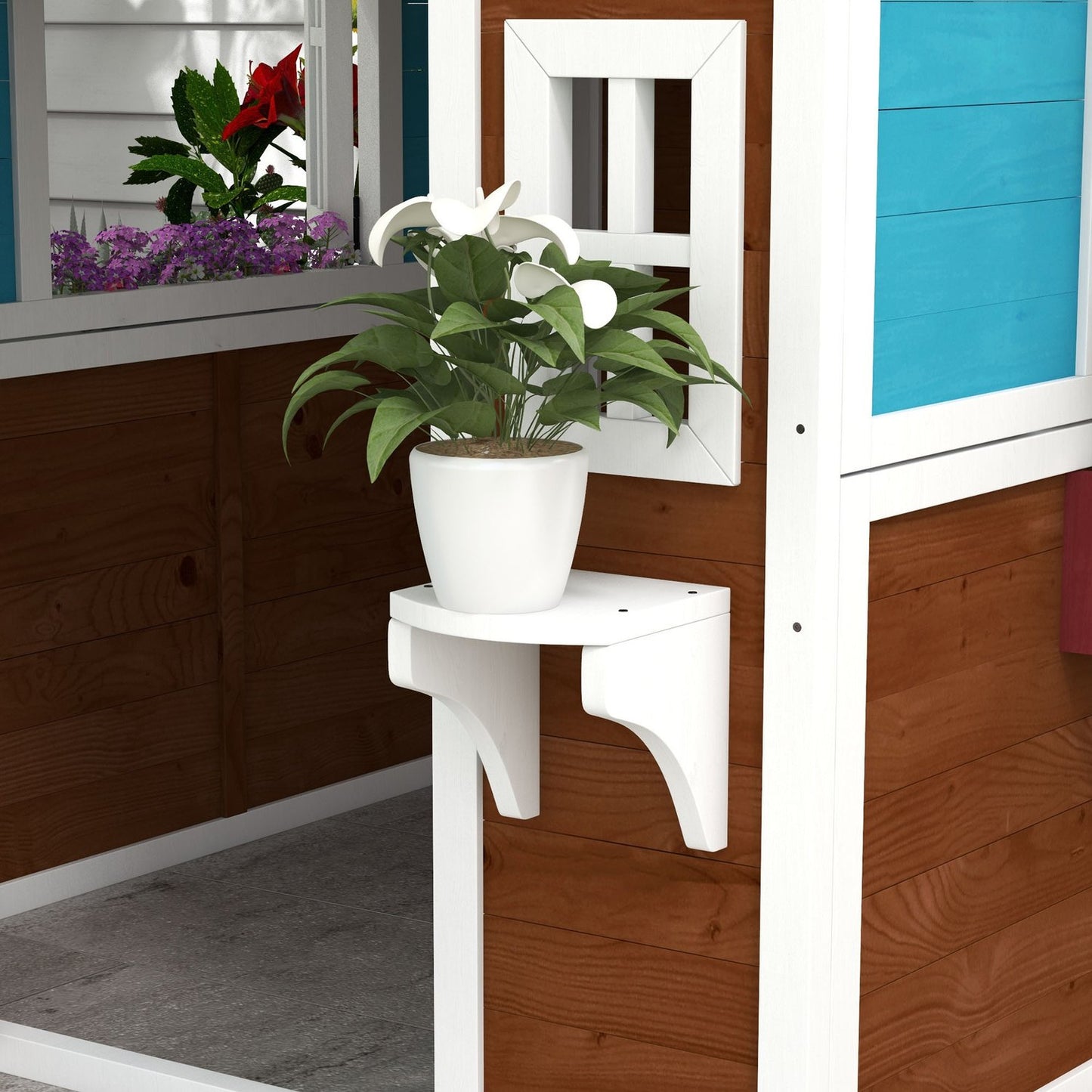 Wooden playhouse – Outdoor fun with window and plant box