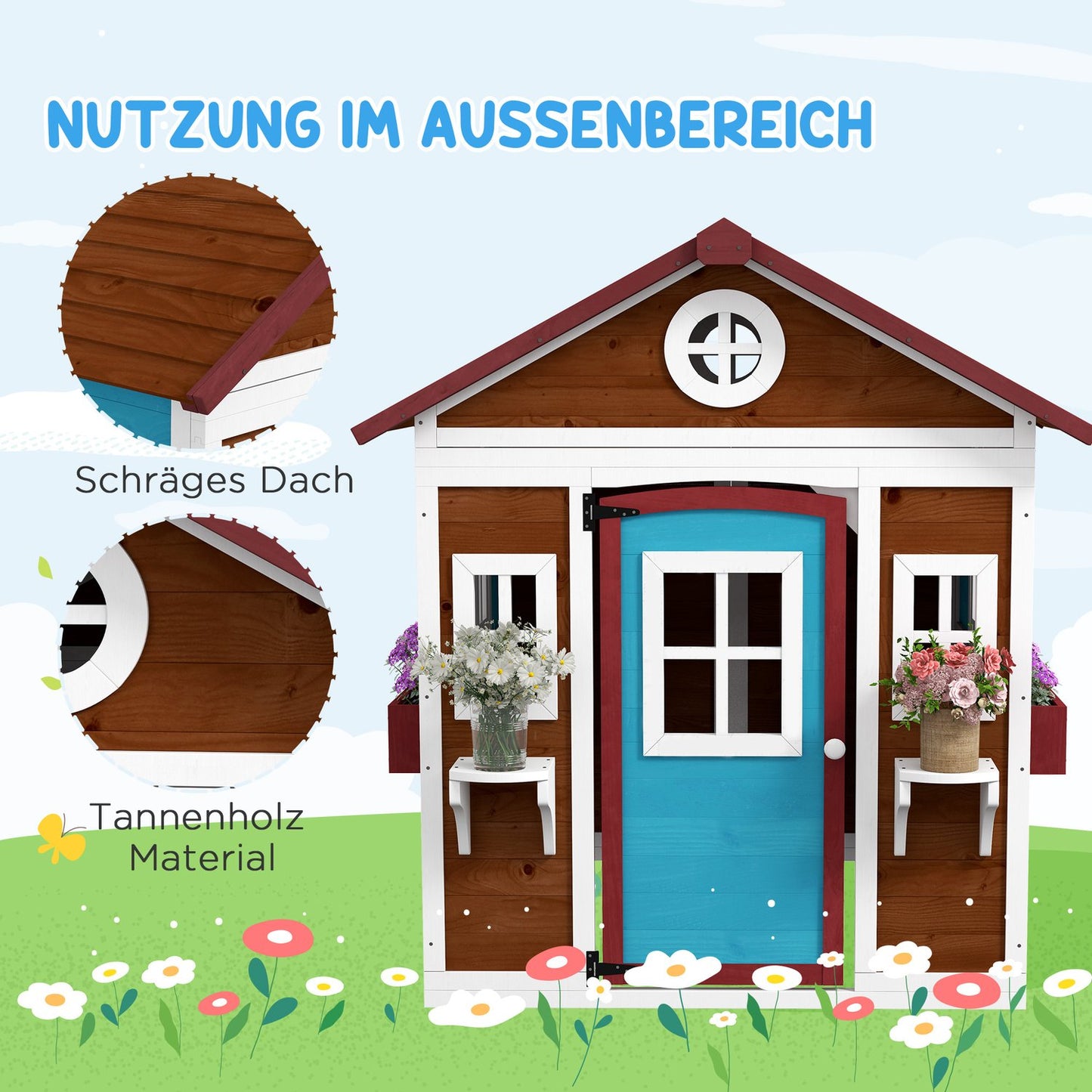 Wooden playhouse – Outdoor fun with window and plant box