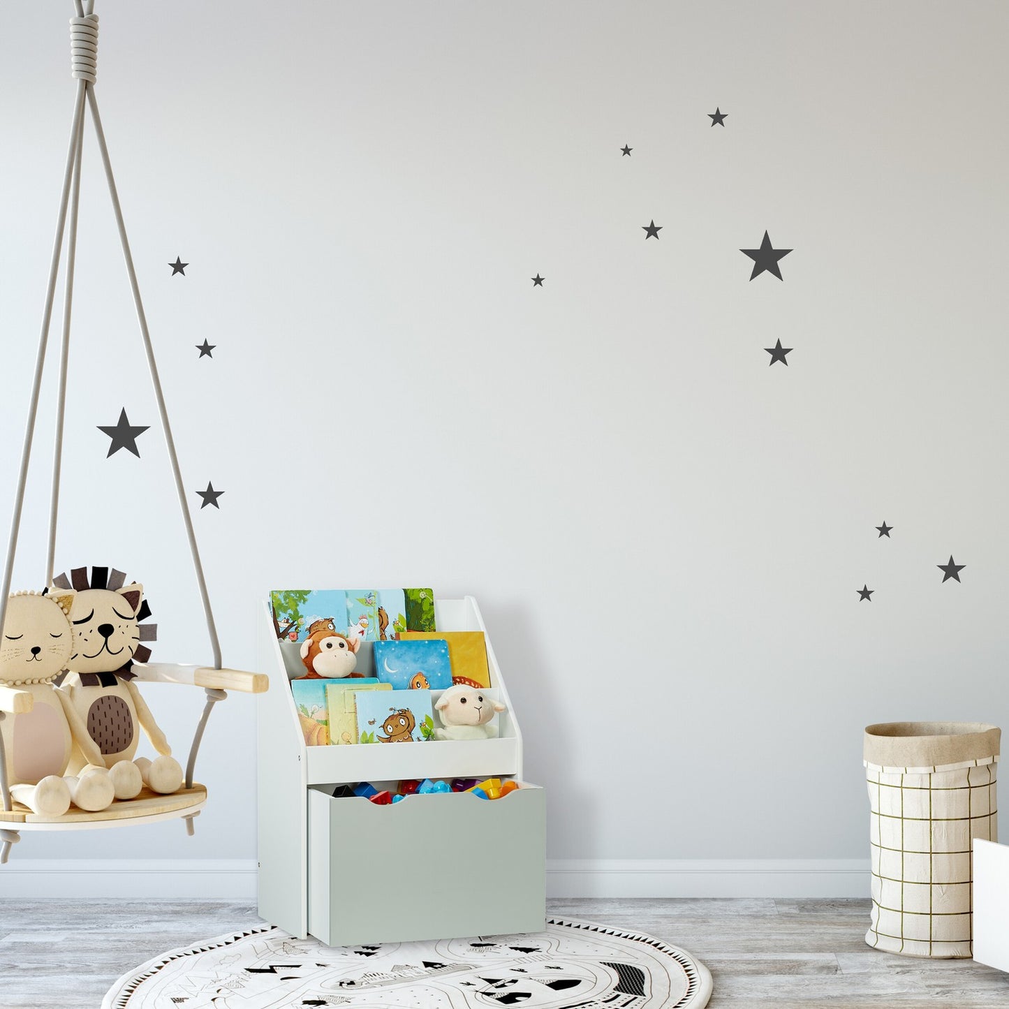 Children's room shelf with toy box