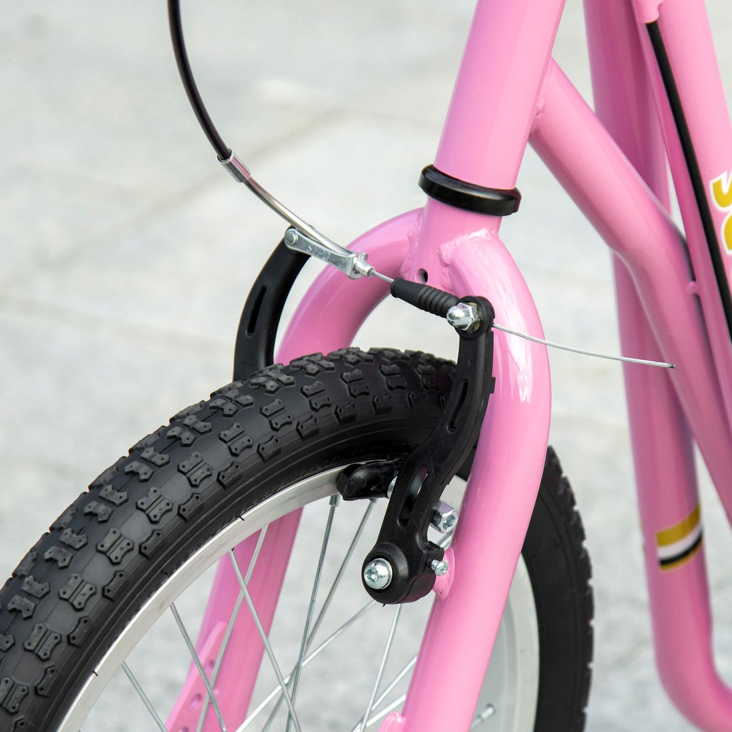 Pink children's scooter with brakes, adjustable height