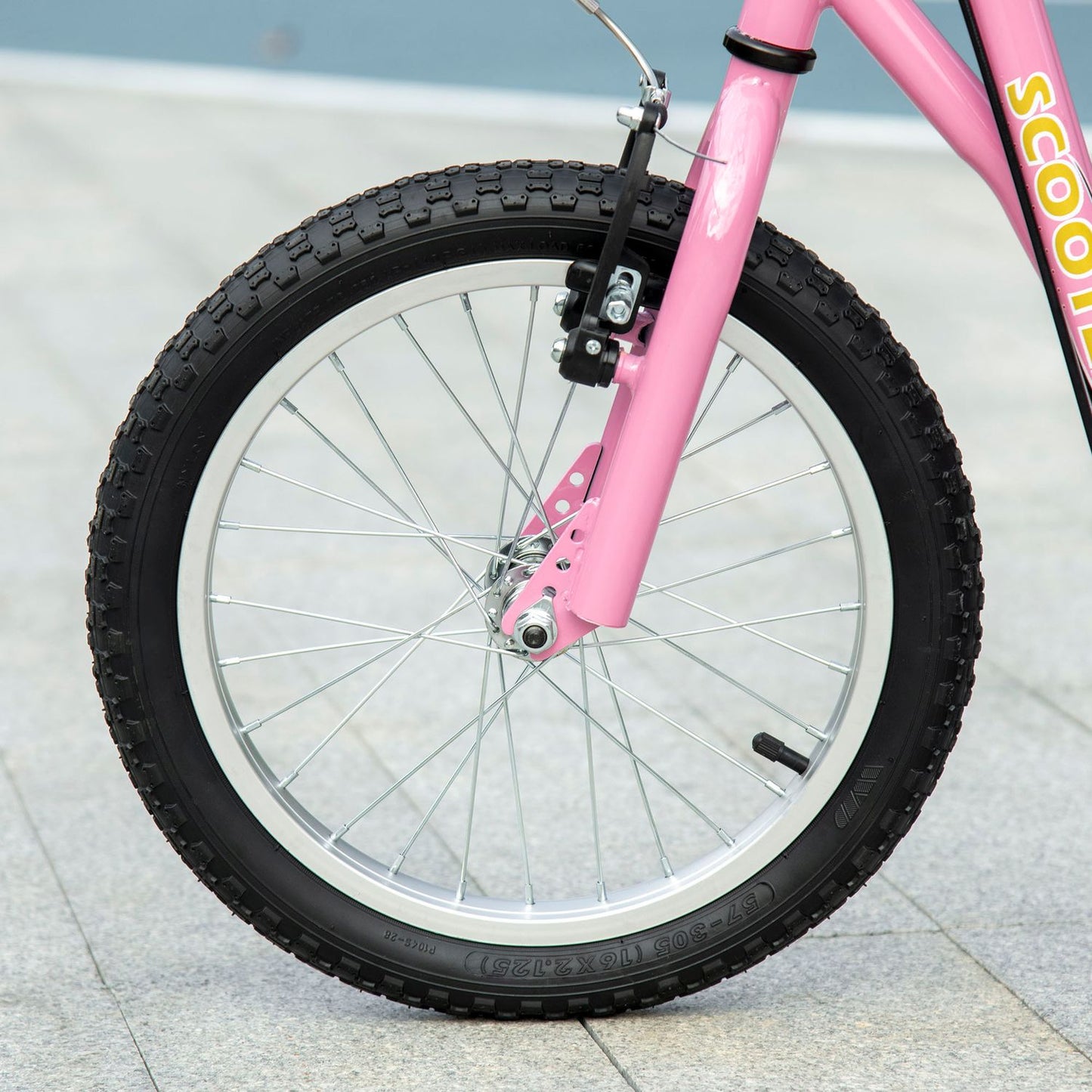 Pink children's scooter with brakes, adjustable height